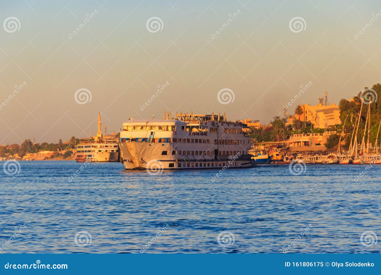 Cruise Ship Sailing on Nile River, Egypt Stock Image Image of bank, dock 161806175