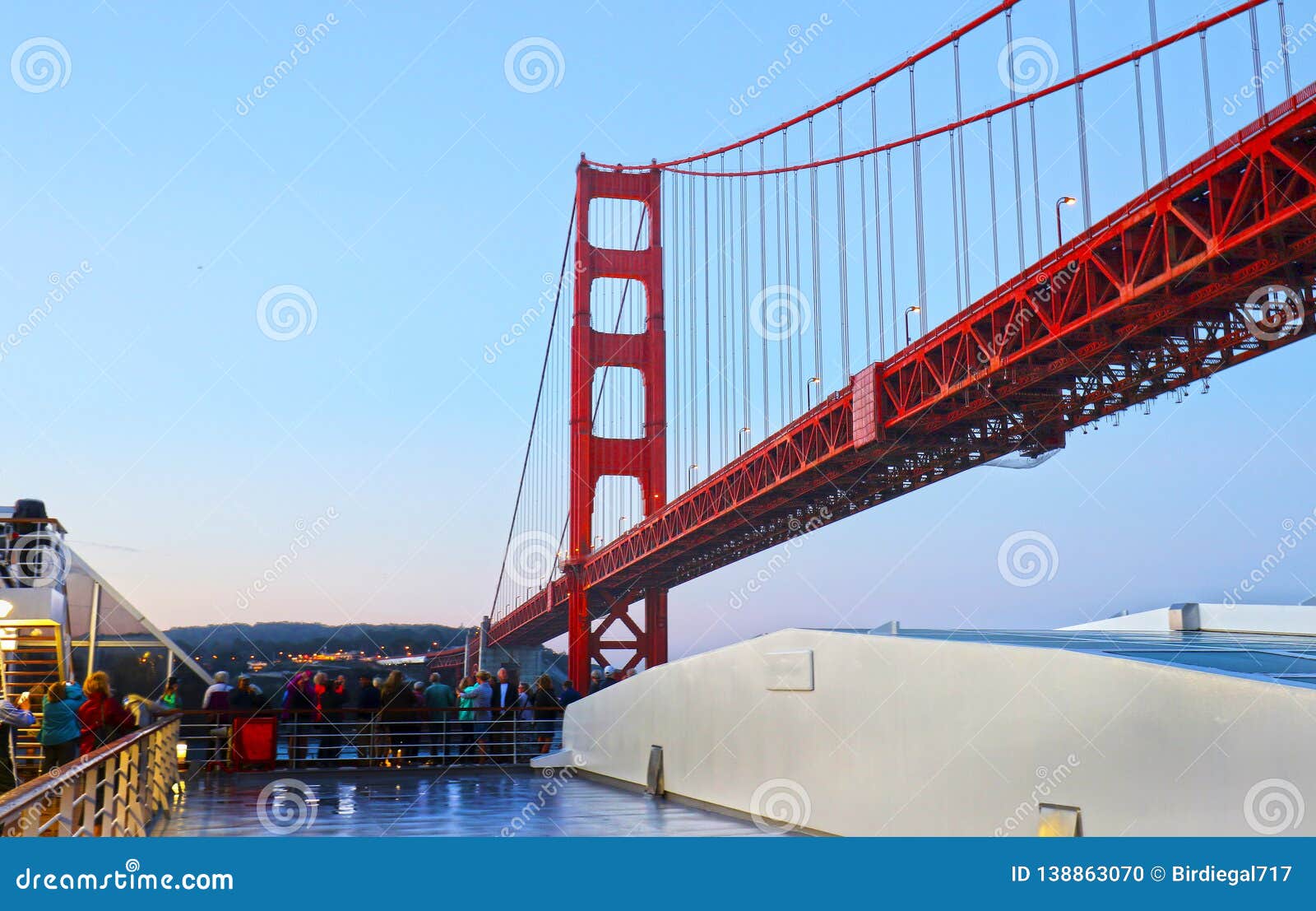 cruise ship under golden gate bridge