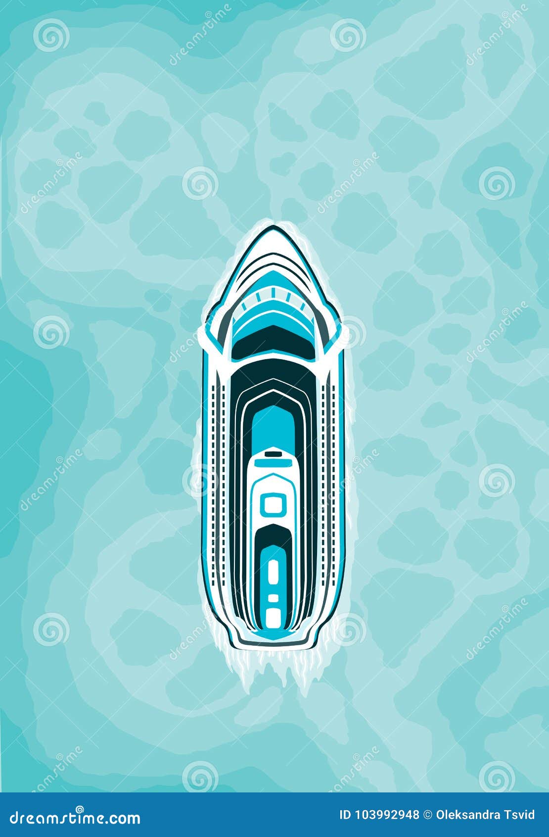 Cruise Ship in Sea, Top View Stock Vector - Illustration of travel