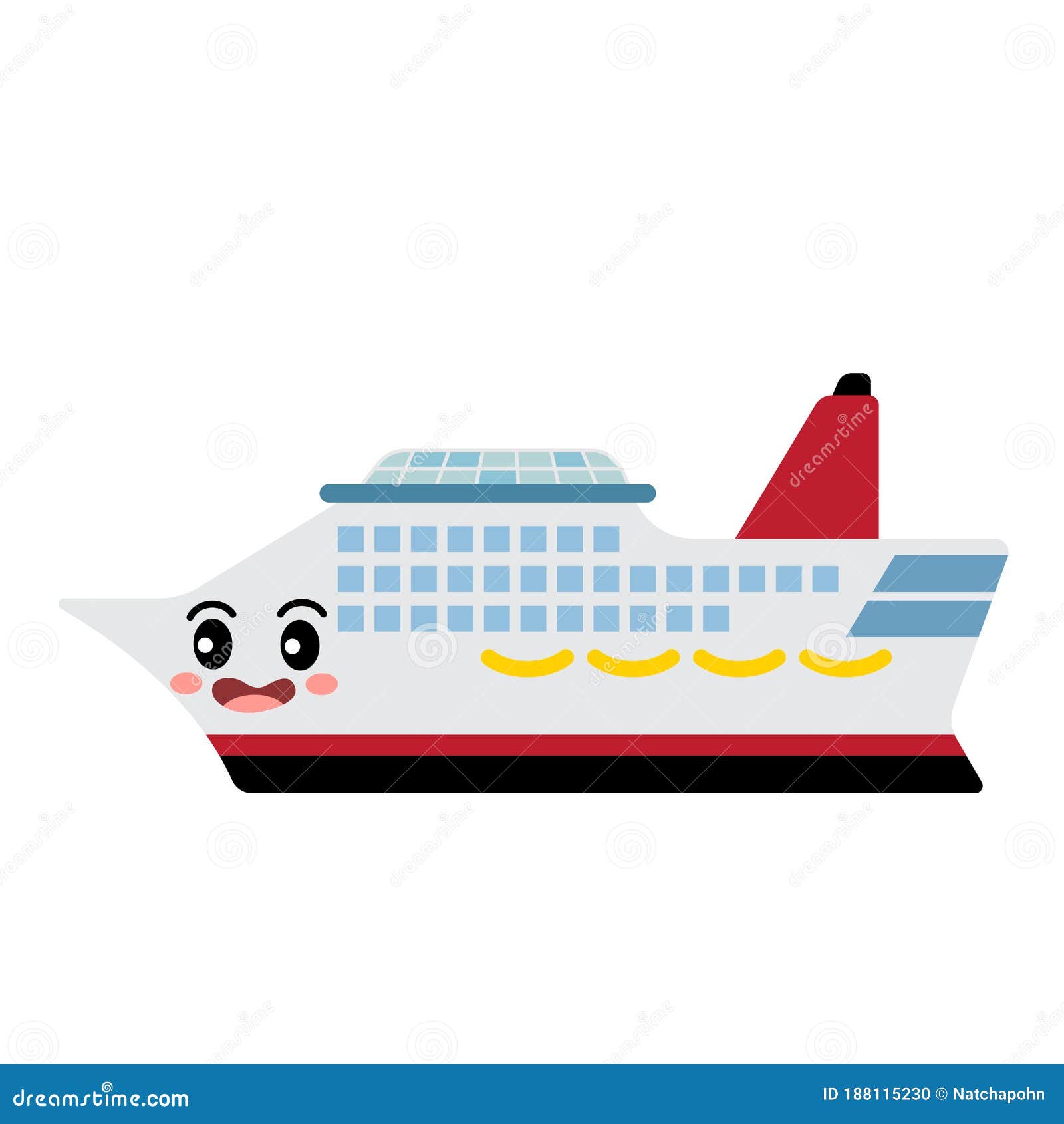 Cruise Ship Transportation Cartoon Character Side View Vector Illustration  Stock Vector - Illustration of character, boat: 188115230