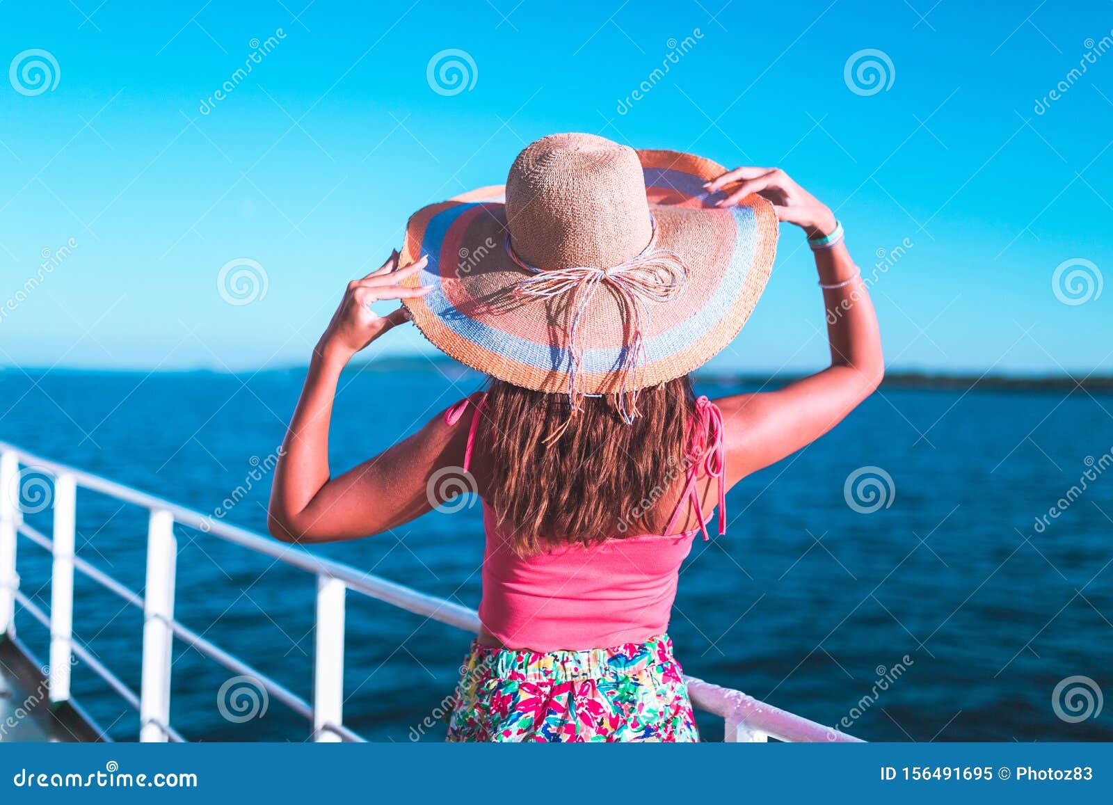 Cruise Ship Vacation Woman Enjoying Travel Vacation At Sea Free