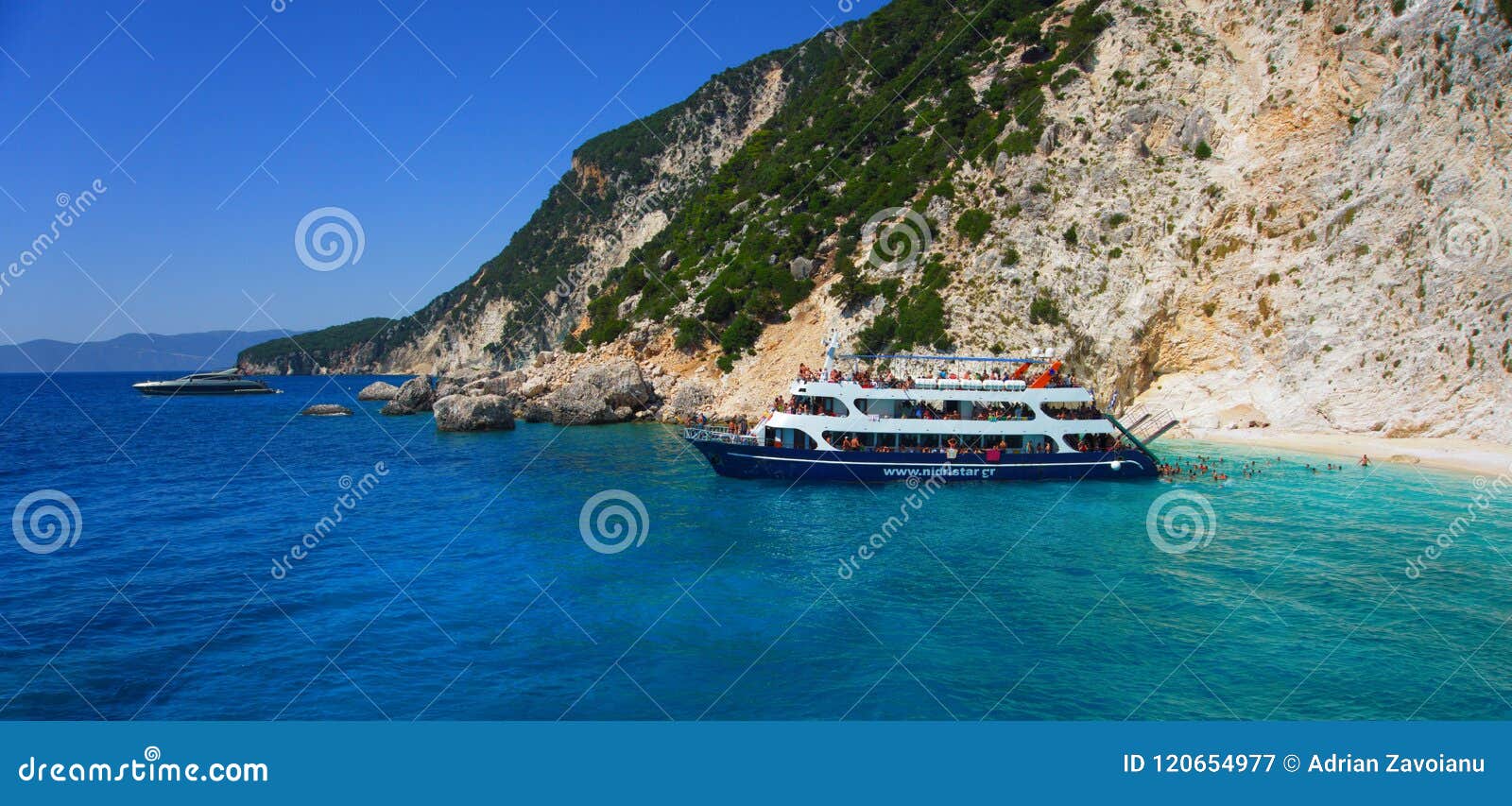 Cruise Ship. View of Lefkada, a Green Ionian Greek Island, from a Day ...