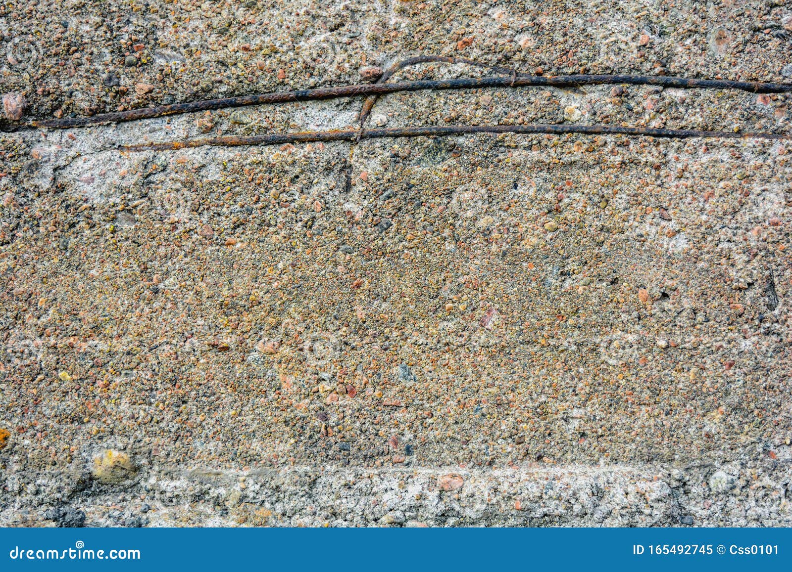 Crumbling Concrete Wall, Horizontal Bars, Rusty Armature. Damage Rough