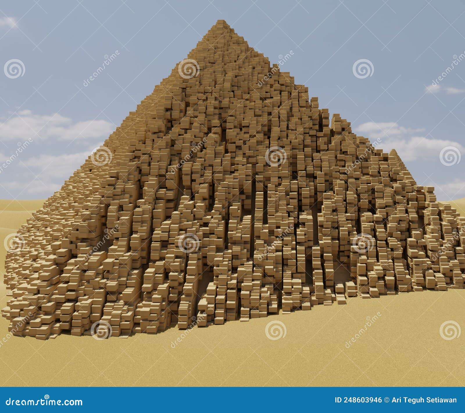 Crumbling or Ruins Pyramid from Egypt on the Desert Stock Illustration ...