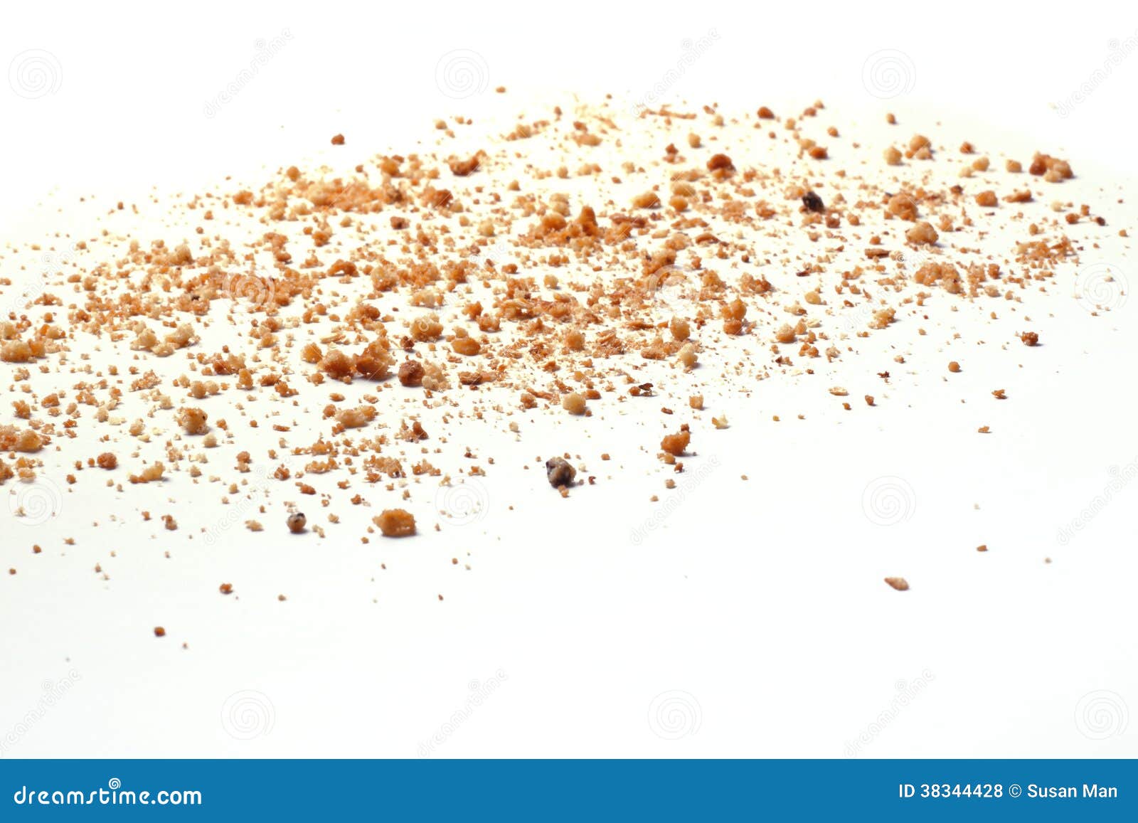 crumbs on white background - wide view