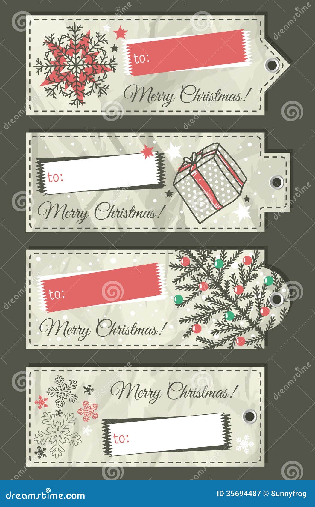 crumple christmas labels with place for text, vect