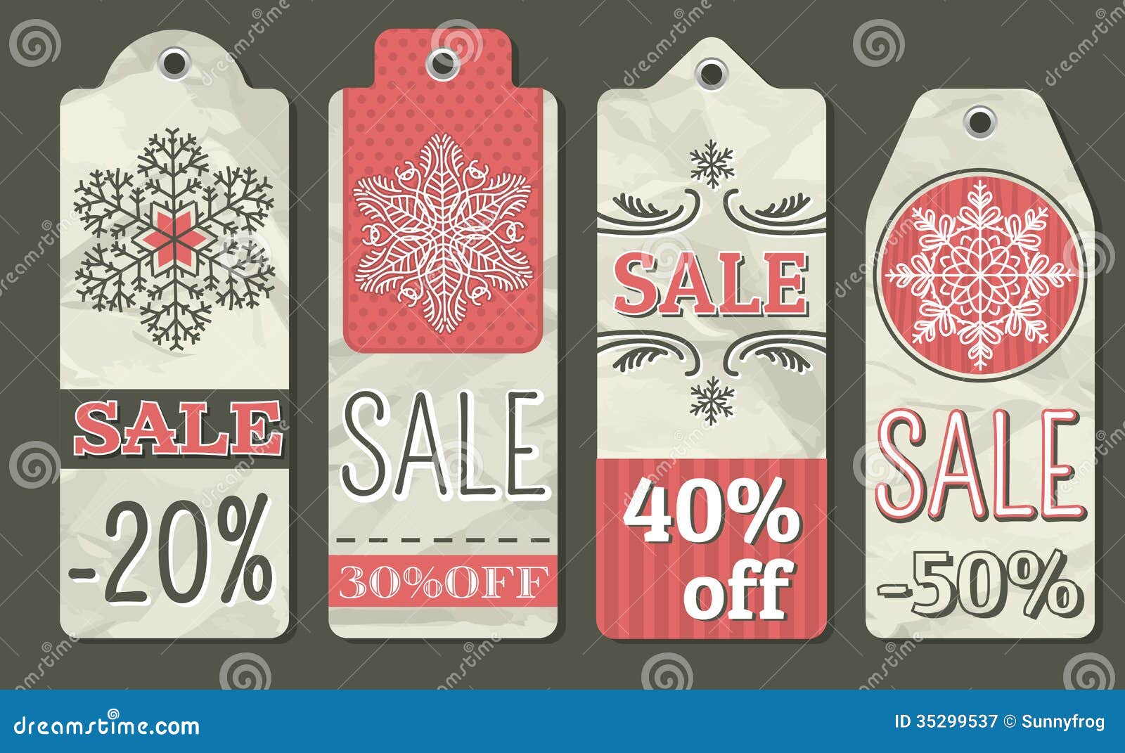 crumple christmas labels with sale offer, 