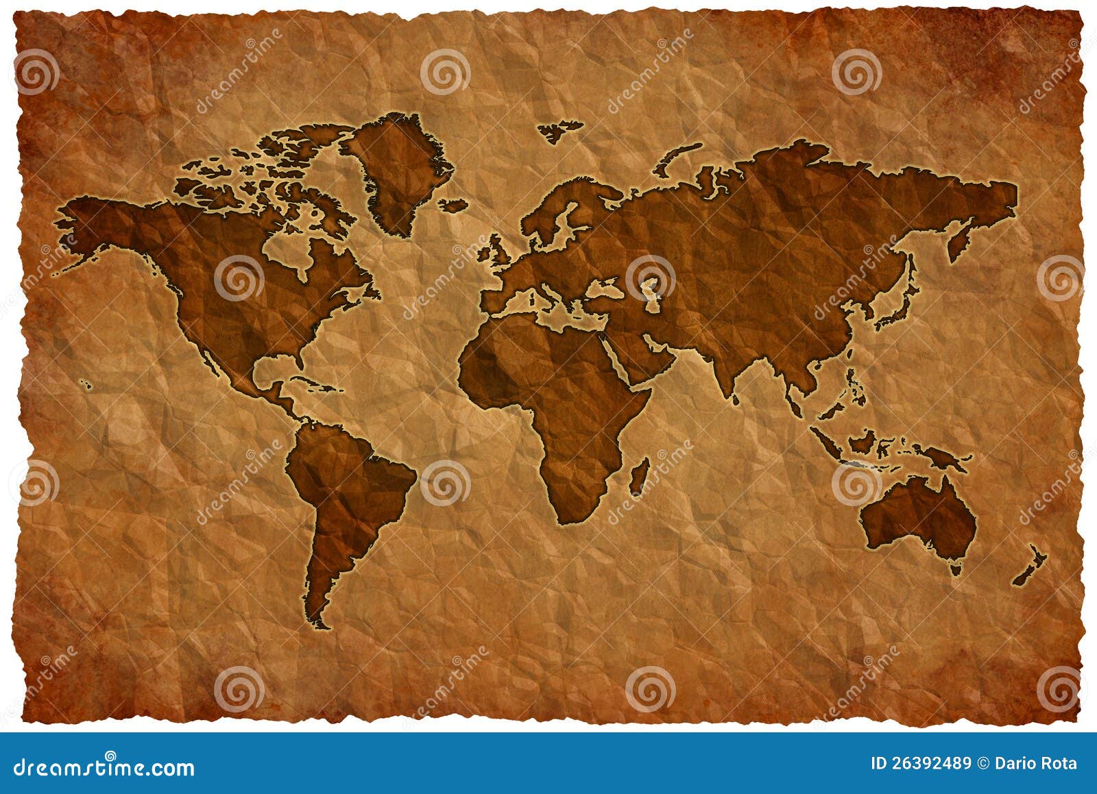 crumple paper world map