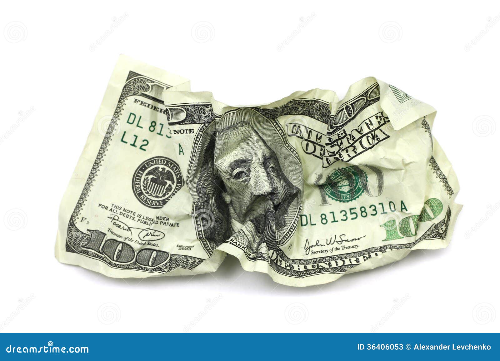 Crumpled Hundred Dollar Bills Stock Photos - Image: 36406053