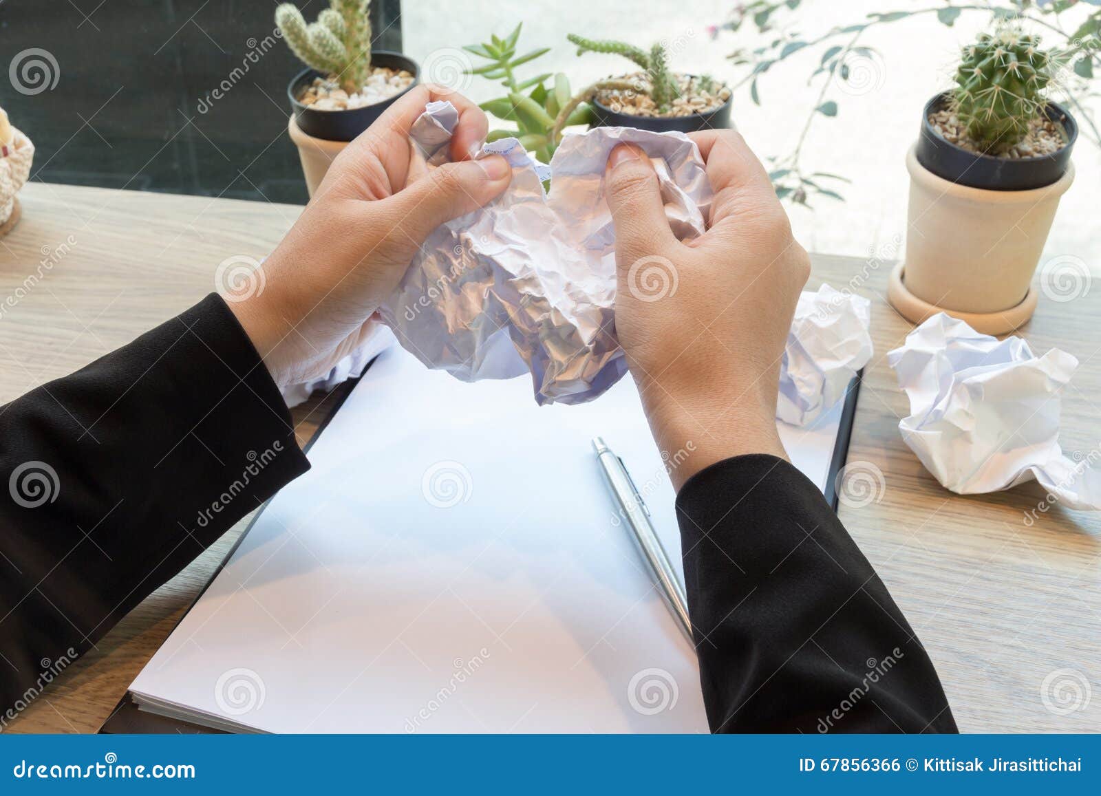 paper businesswoman tearing crumpled ball another preview