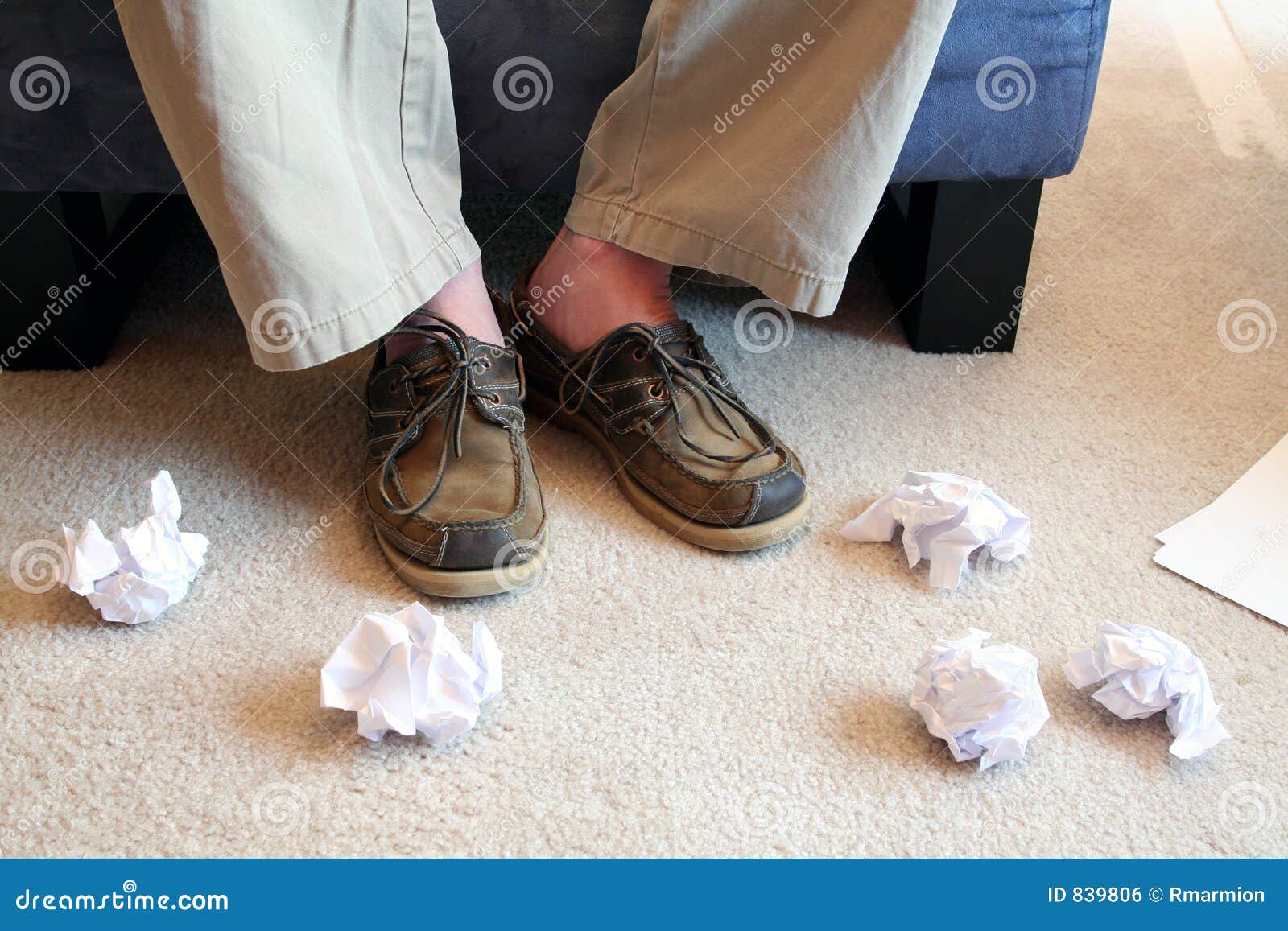 Crumpled Paper on Floor stock photo. Image of working, thoughts - 839806