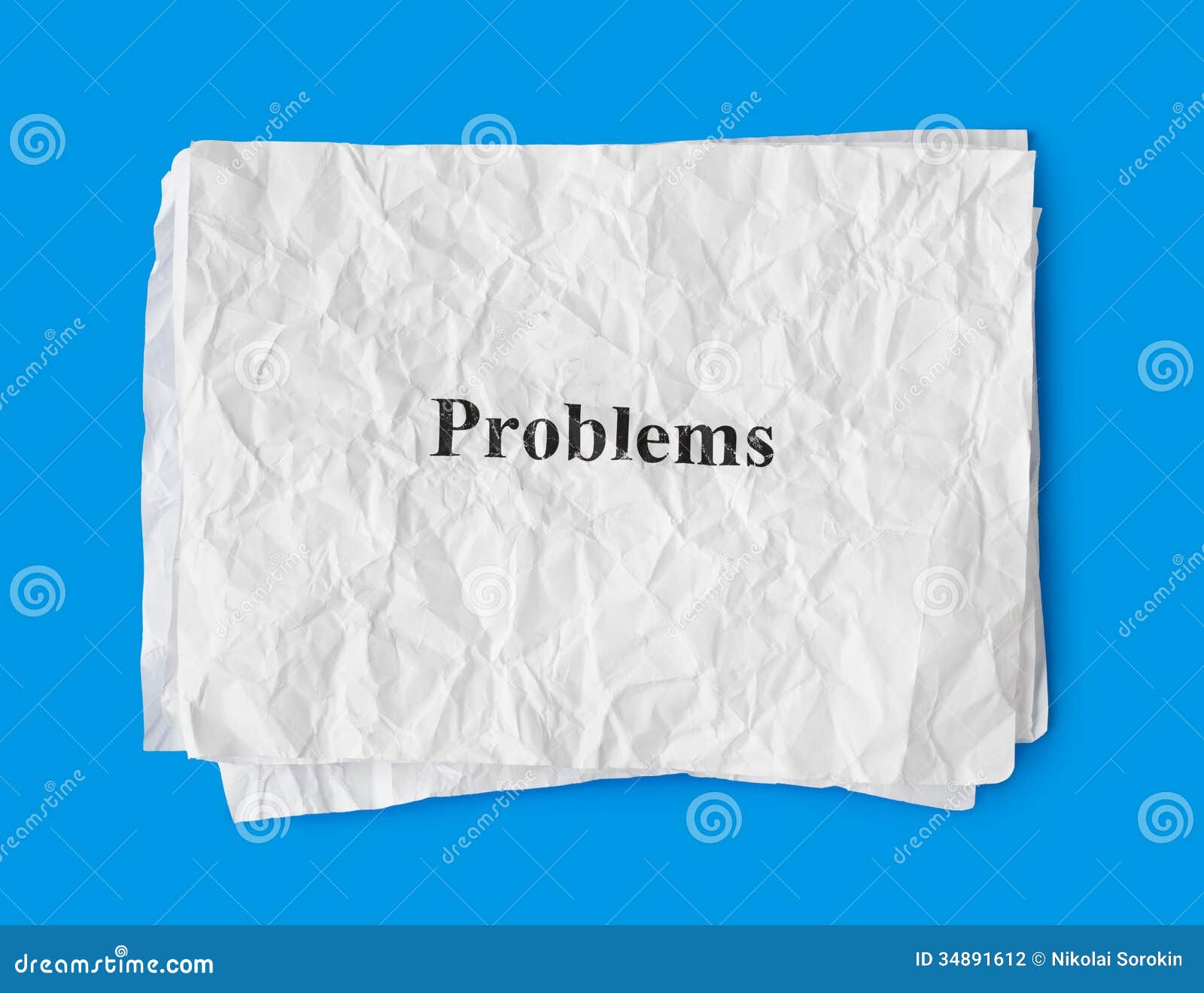 Crumpled paper problems stock photo. Image of crisis 34891612