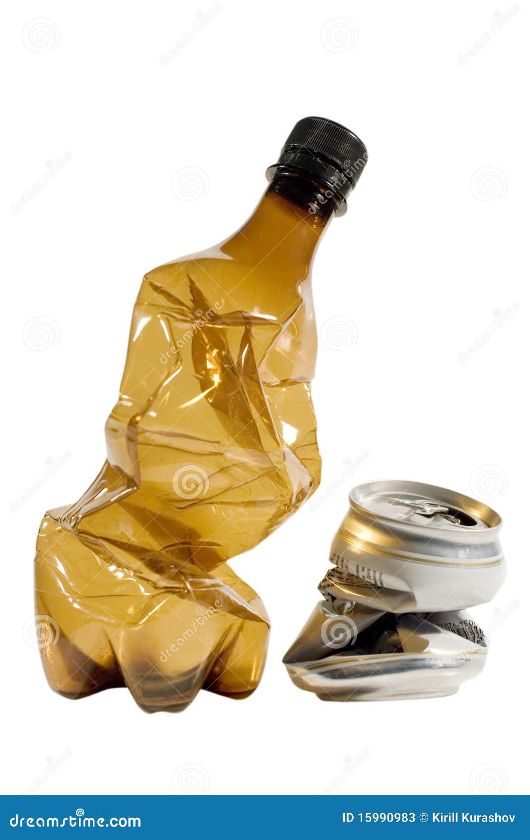 Crumpled Plastic Bottle and Can Stock Image - Image of garbage, ecology ...