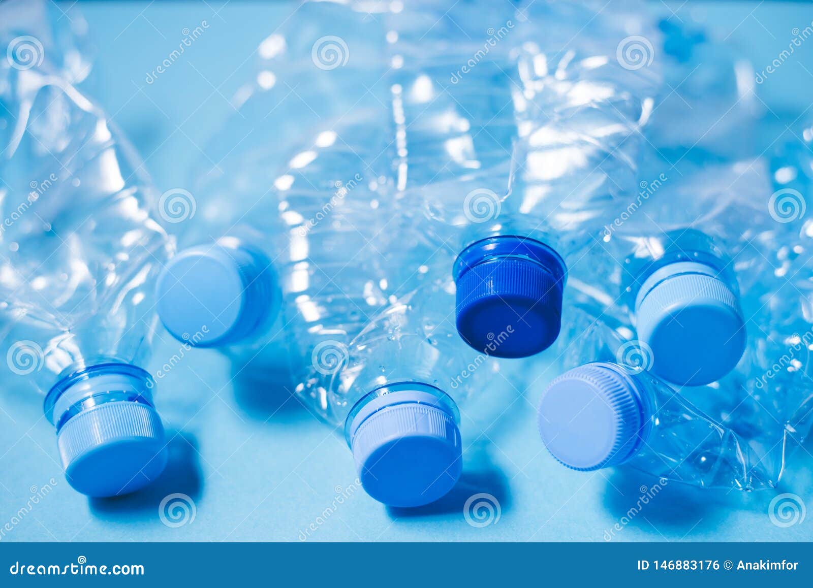 Crumpled Plastic Bottles of Mineral Water. Stock Photo Image of fresh