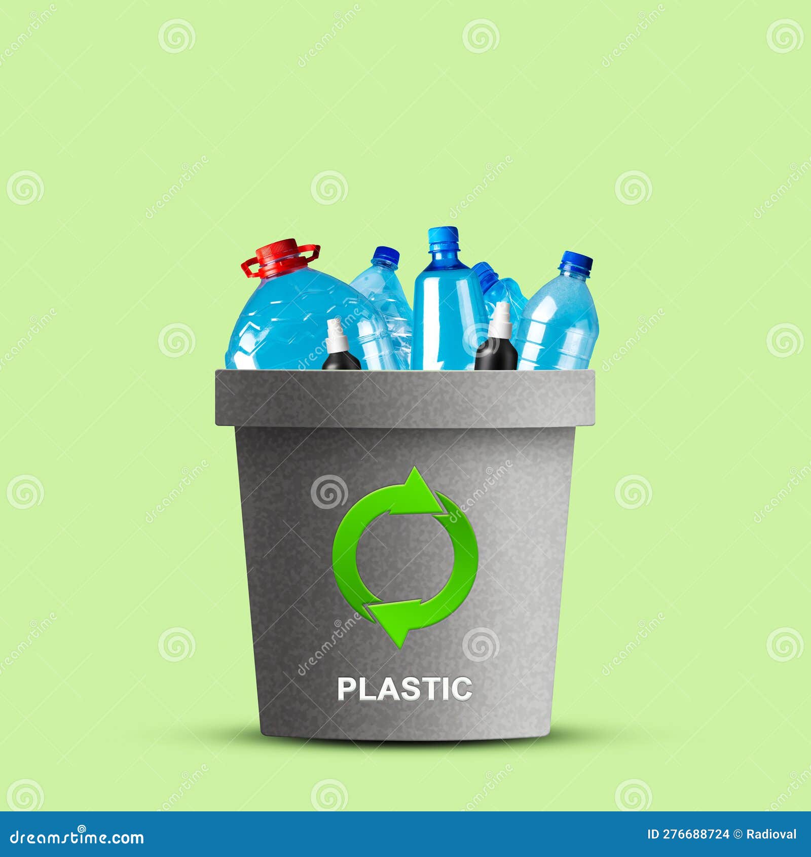 Crumpled Plastic Bottles in the Trash Can. Garbage Sorting Concept