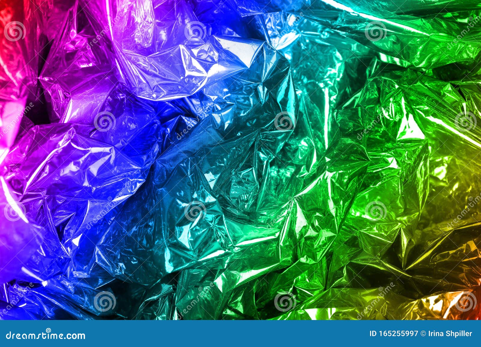Crumpled Holographic Wrapping Paper With Shiny Effect Close Up