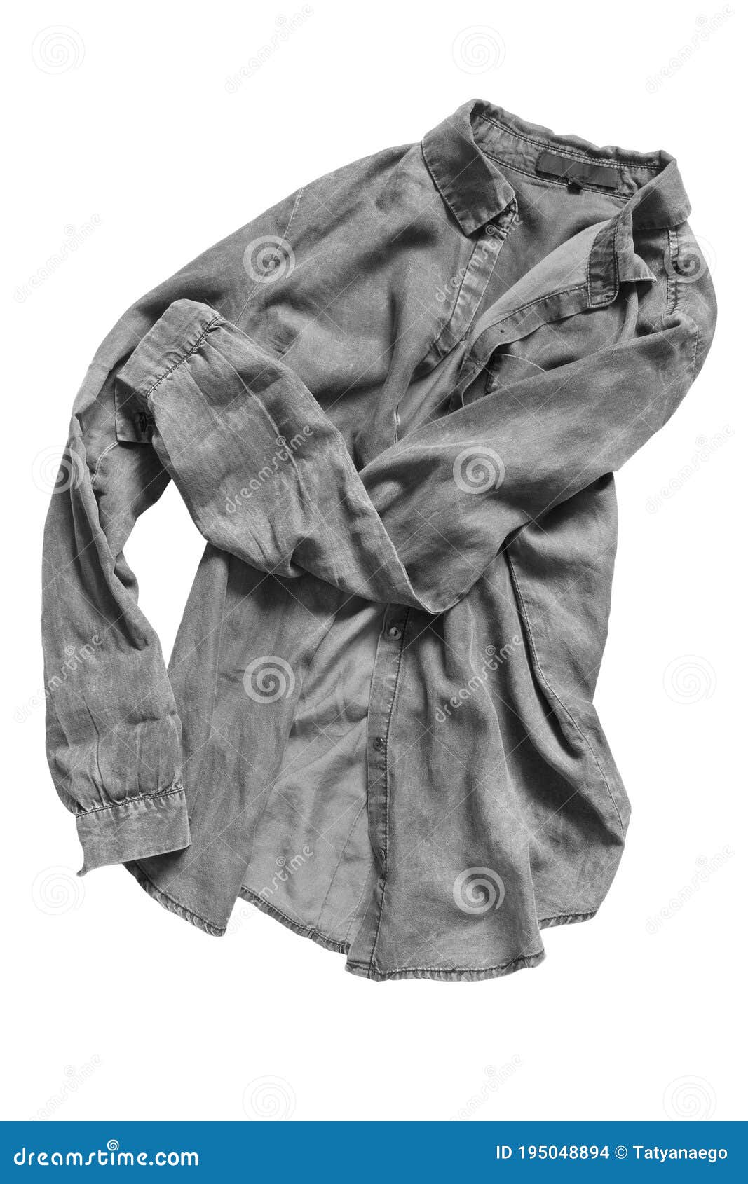 Crumpled shirt isolated stock photo. Image of textile - 195048894