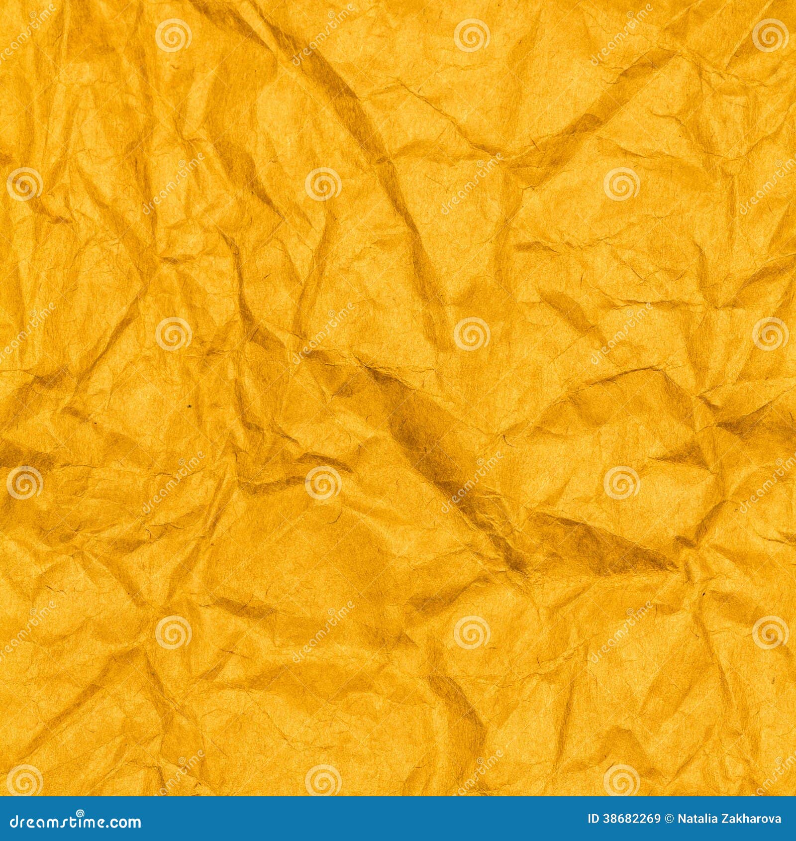 Crumpled Yellow Paper Texture Background. Stock Image - Image of
