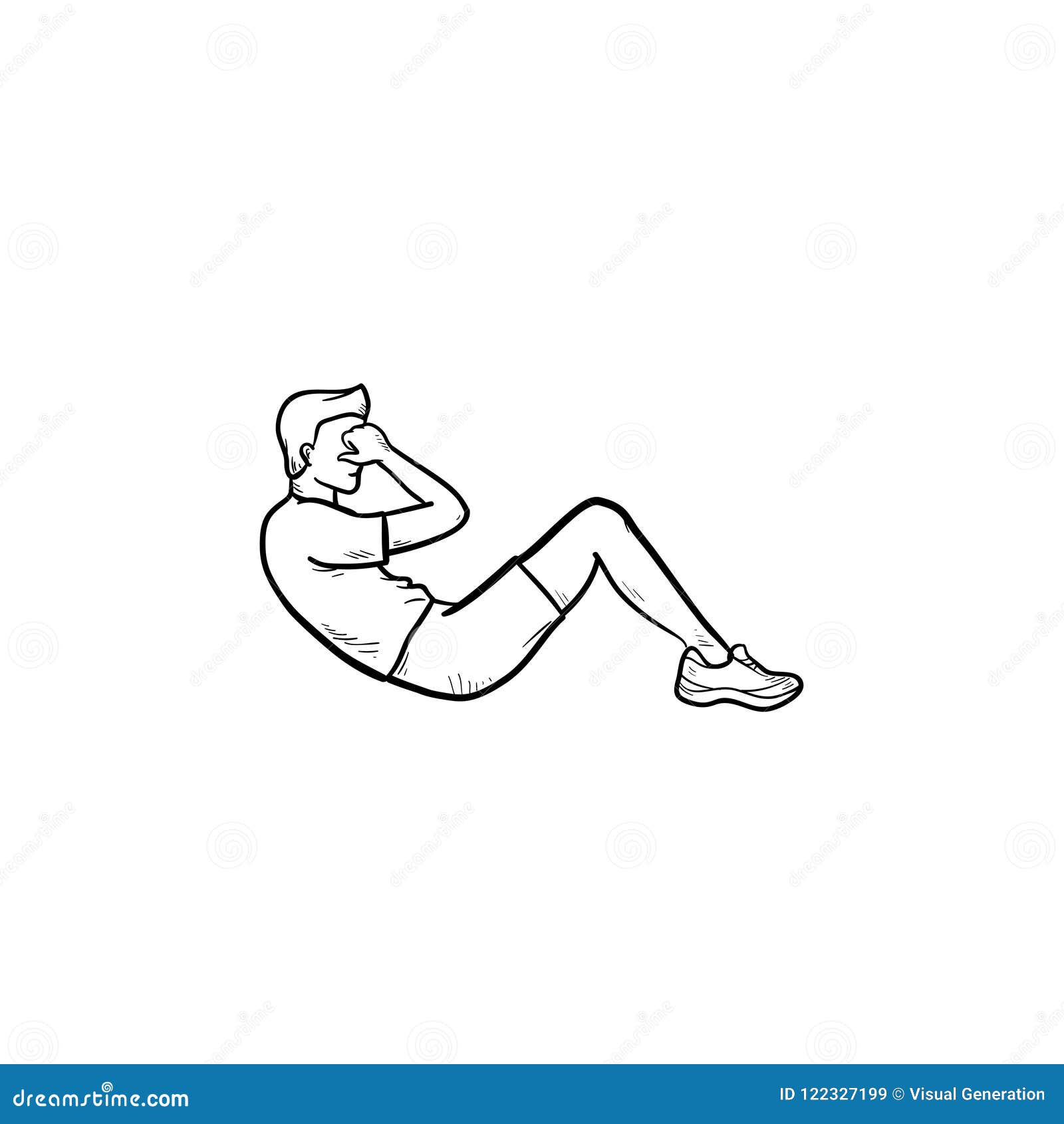 Crunches Sport Exercise Hand Drawn Outline Doodle Icon. Stock Vector