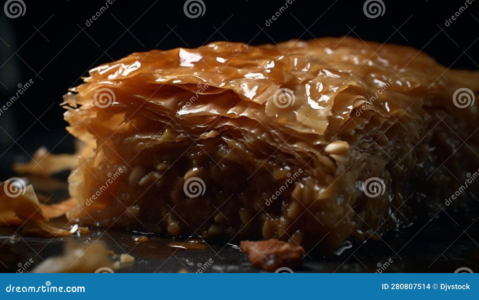 Crunchy Baked Sweet Bread with Honey and Fresh Fruit Slice Generated by