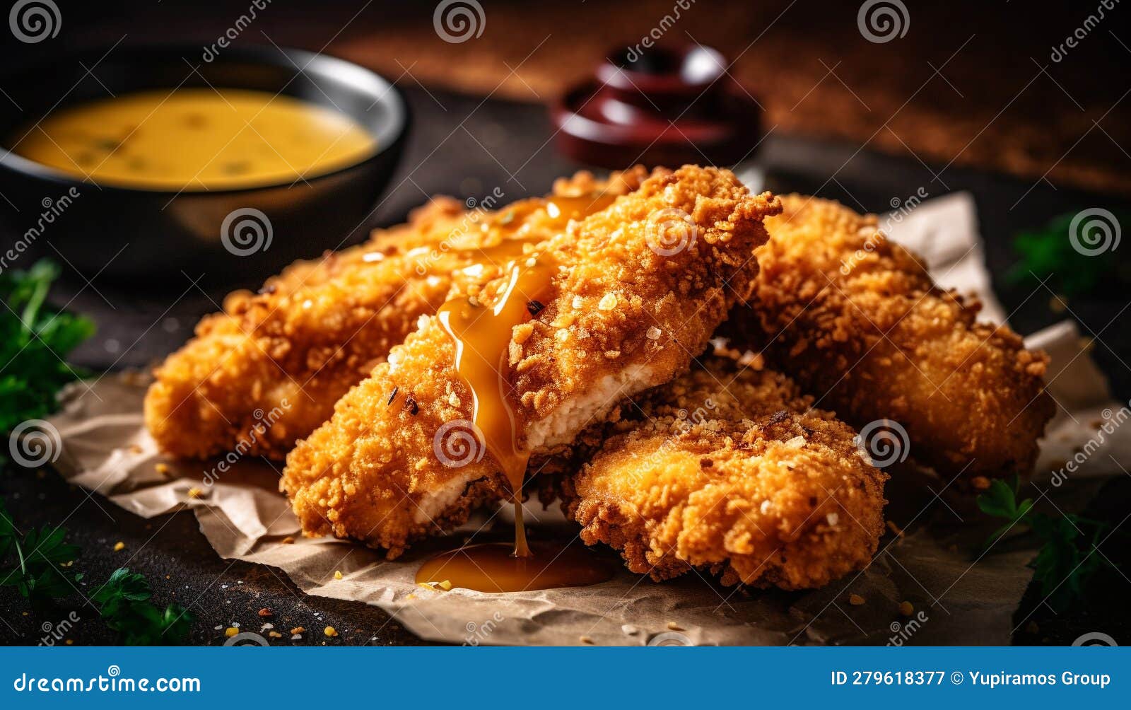 Crunchy Deep Fried Chicken with Savory Sauce, Perfect Pub Appetizer
