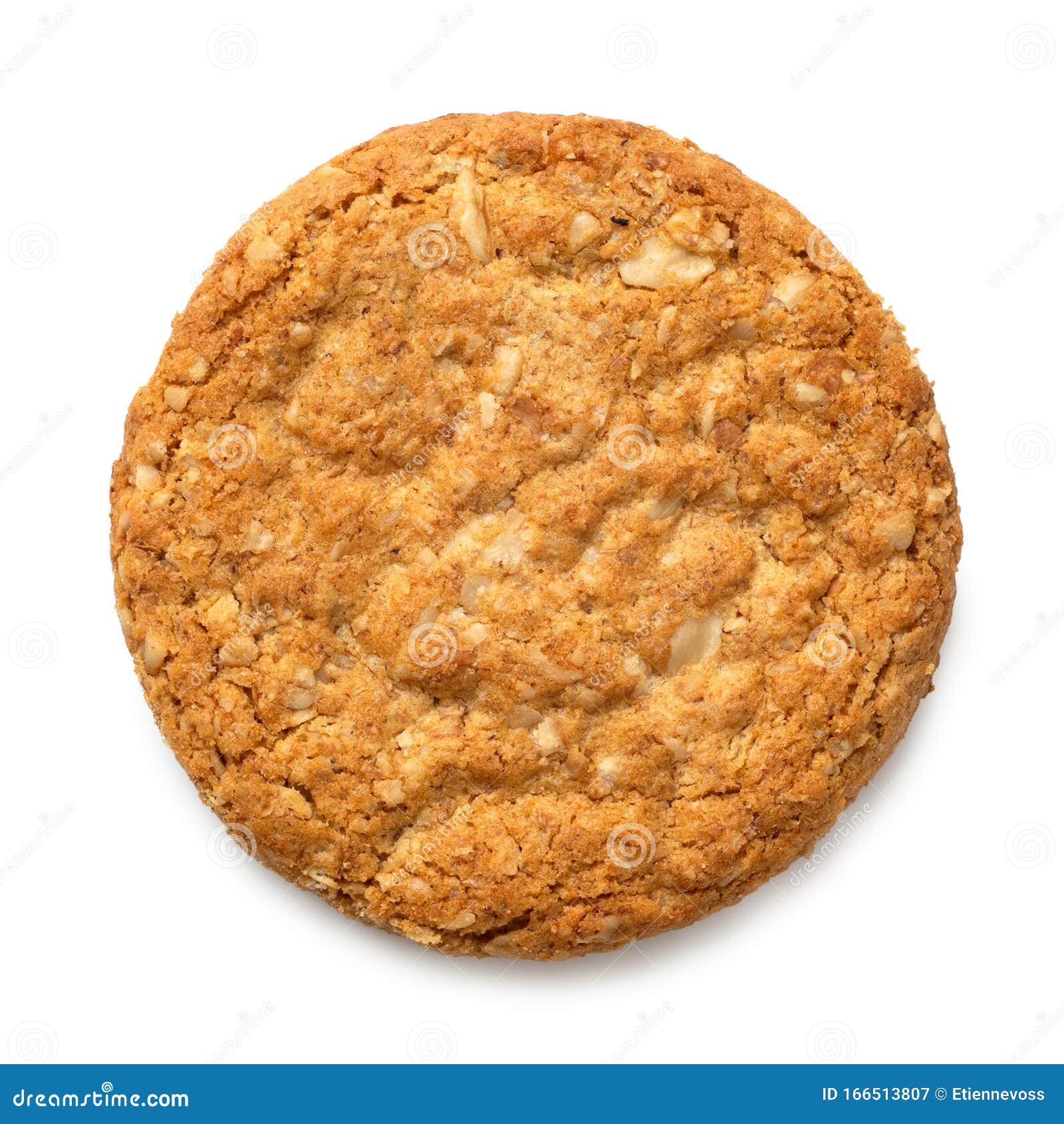 crunchy oat and wholemeal biscuit  on white. top view