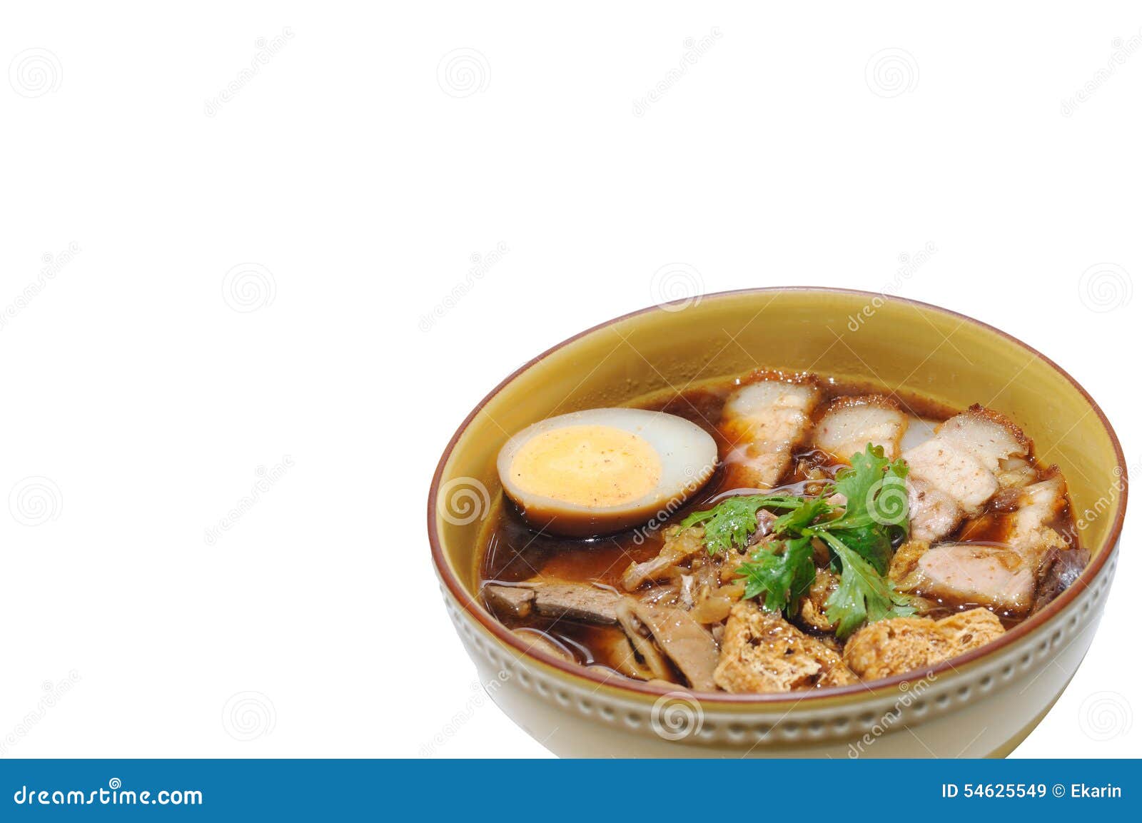 crunchy pork soup with noodle , chinese food menu kuay j