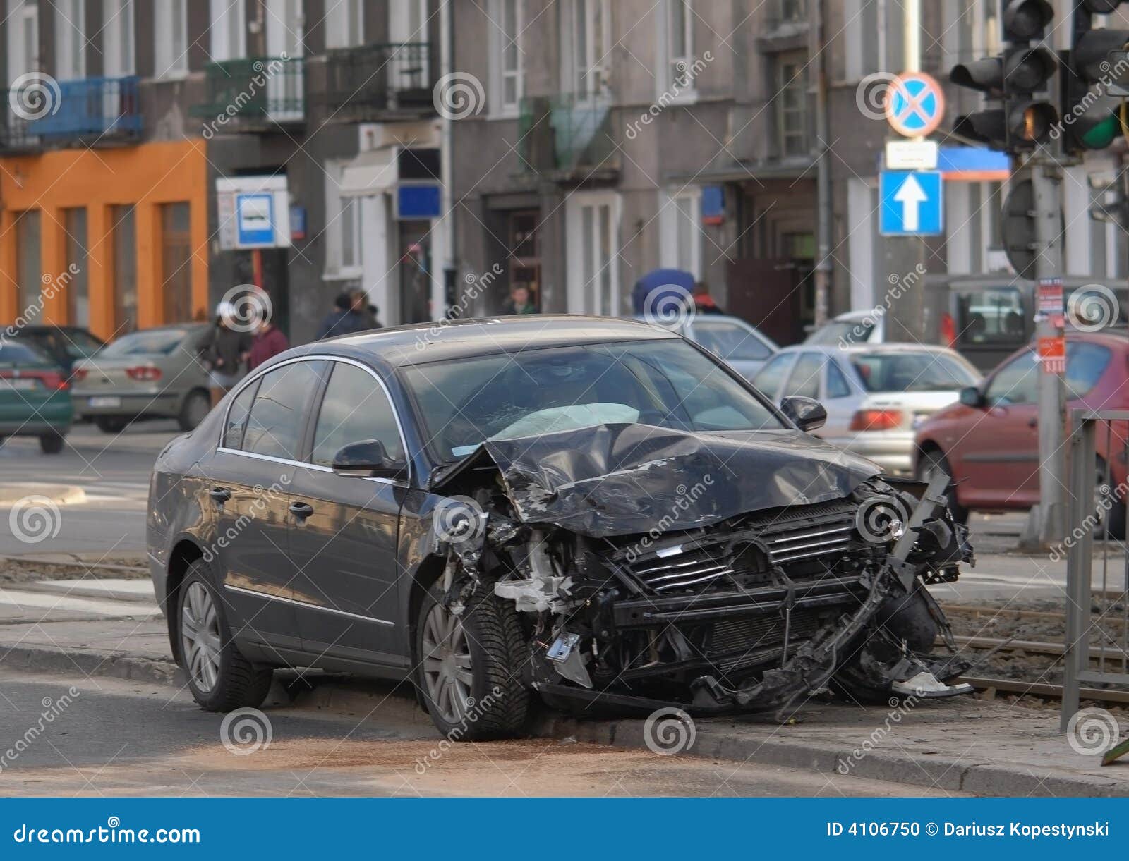 Crushed Car Stock Photo Image 4106750