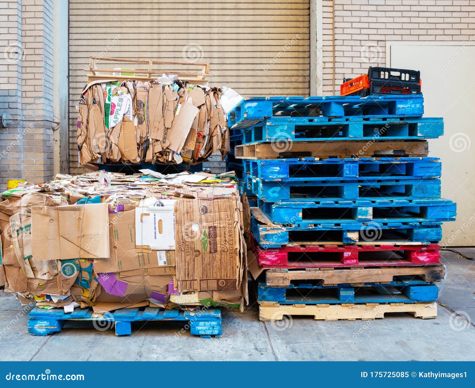 Crushed Cardboard Formed Into Bales And Pallets Image éditorial Image
