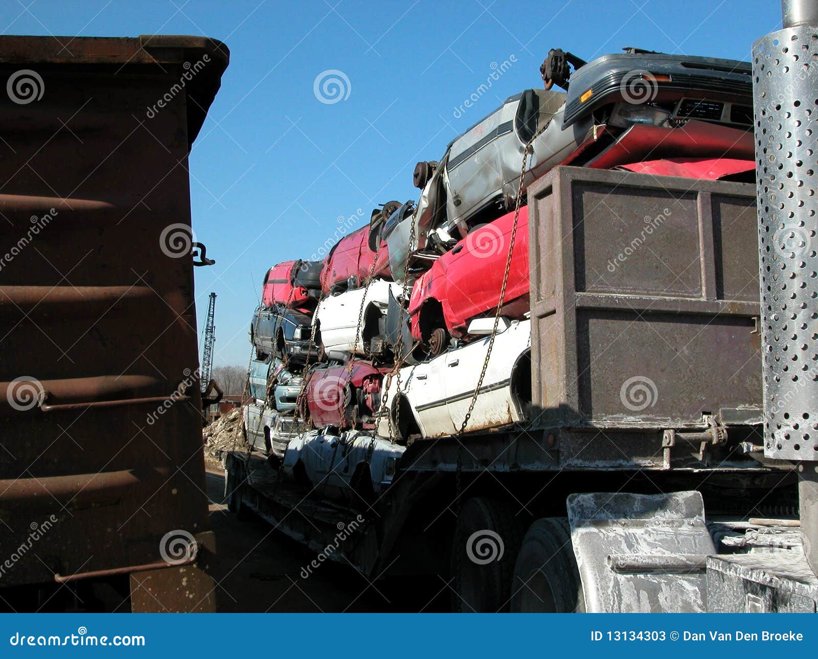 Crushed cars stock image. Image of railroad, iron, rusty 13134303