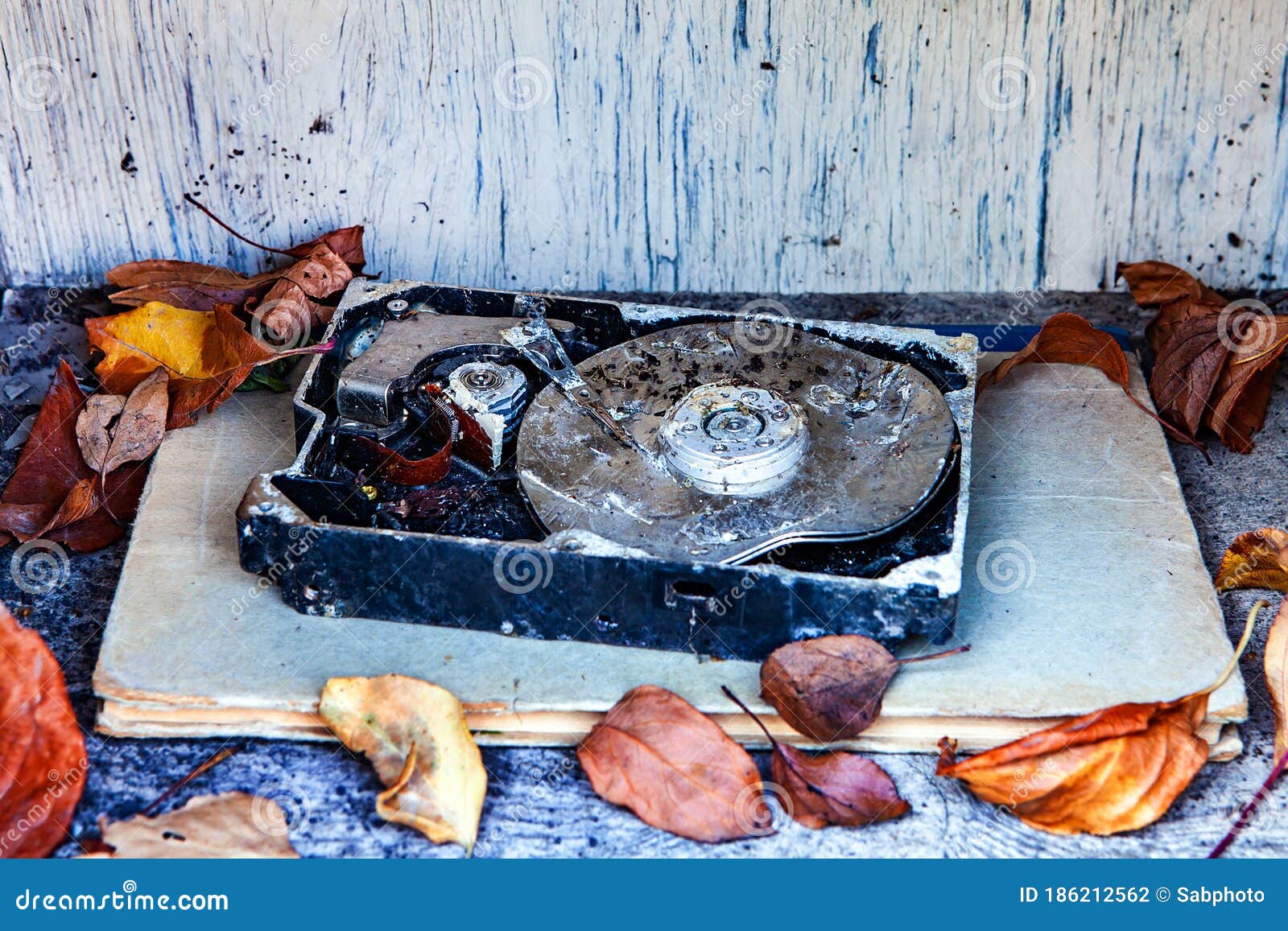Crushed Hard Disk Drive stock photo. Image of object 186212562