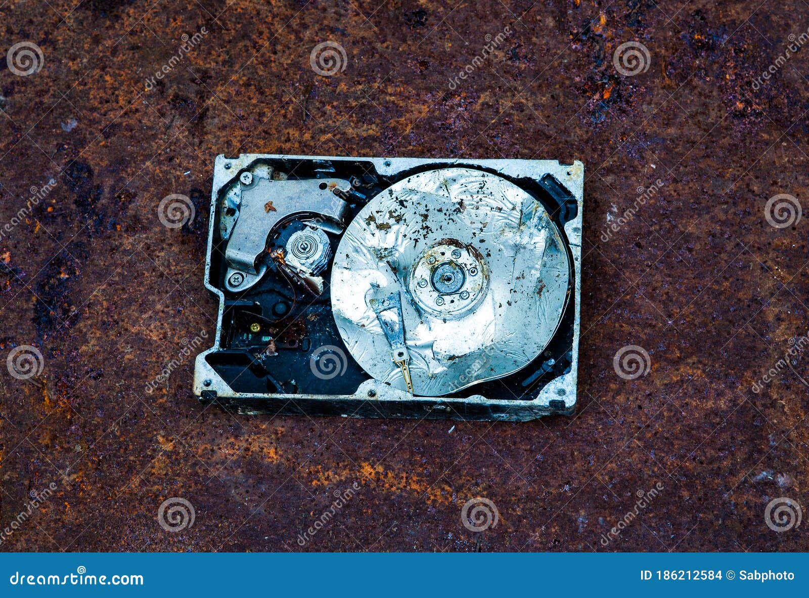 Crushed Hard Disk Drive stock photo. Image of object 186212584