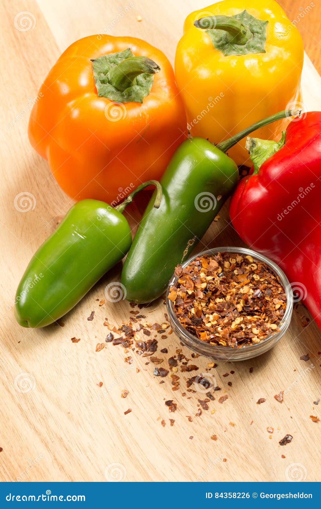 Crushed Pepper with Colorful Bell Peppers and Jalapenos Stock Photo Image of pepper, glass