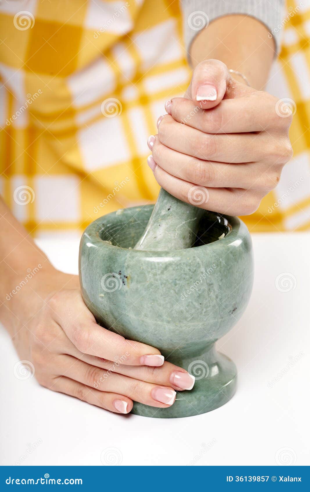 Crushing the Garlic in a Granite Mortar Stock Image Image of natural
