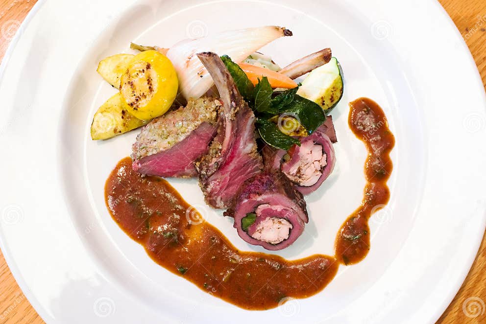 Crusted Stuffed Lamb Chops stock photo. Image of cholesterol 4096922