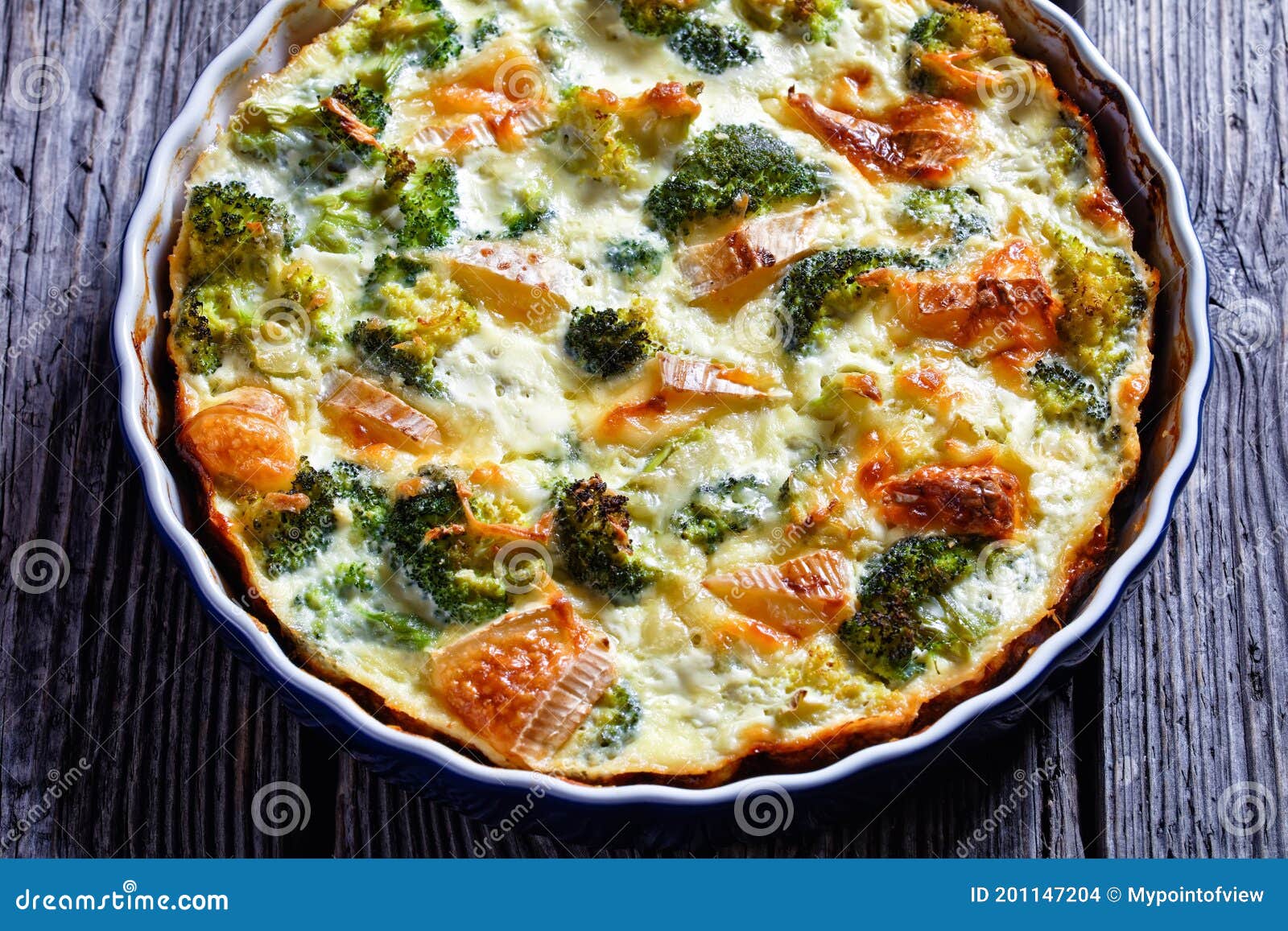 Broccoli Florets Baked with Brie Cheese, Top View Stock Photo - Image ...