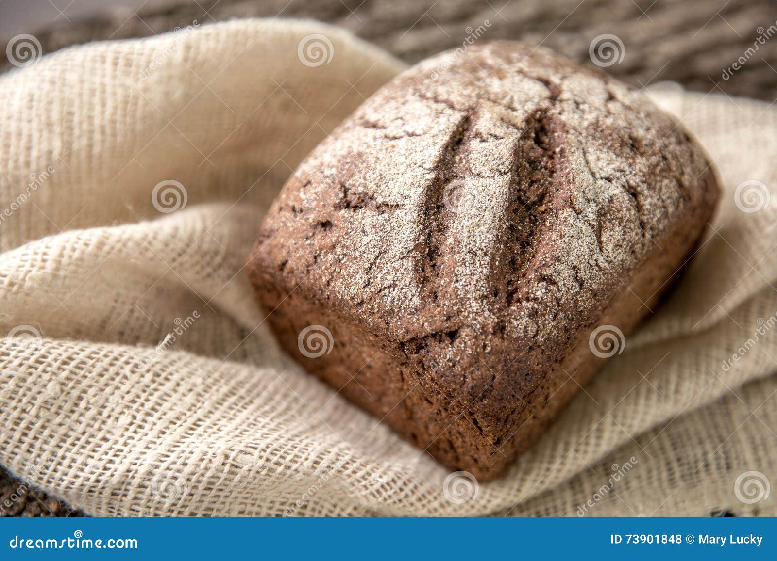 Crusty Fresh Homemade Rye Bread Stock Photo Image of burlap, spices