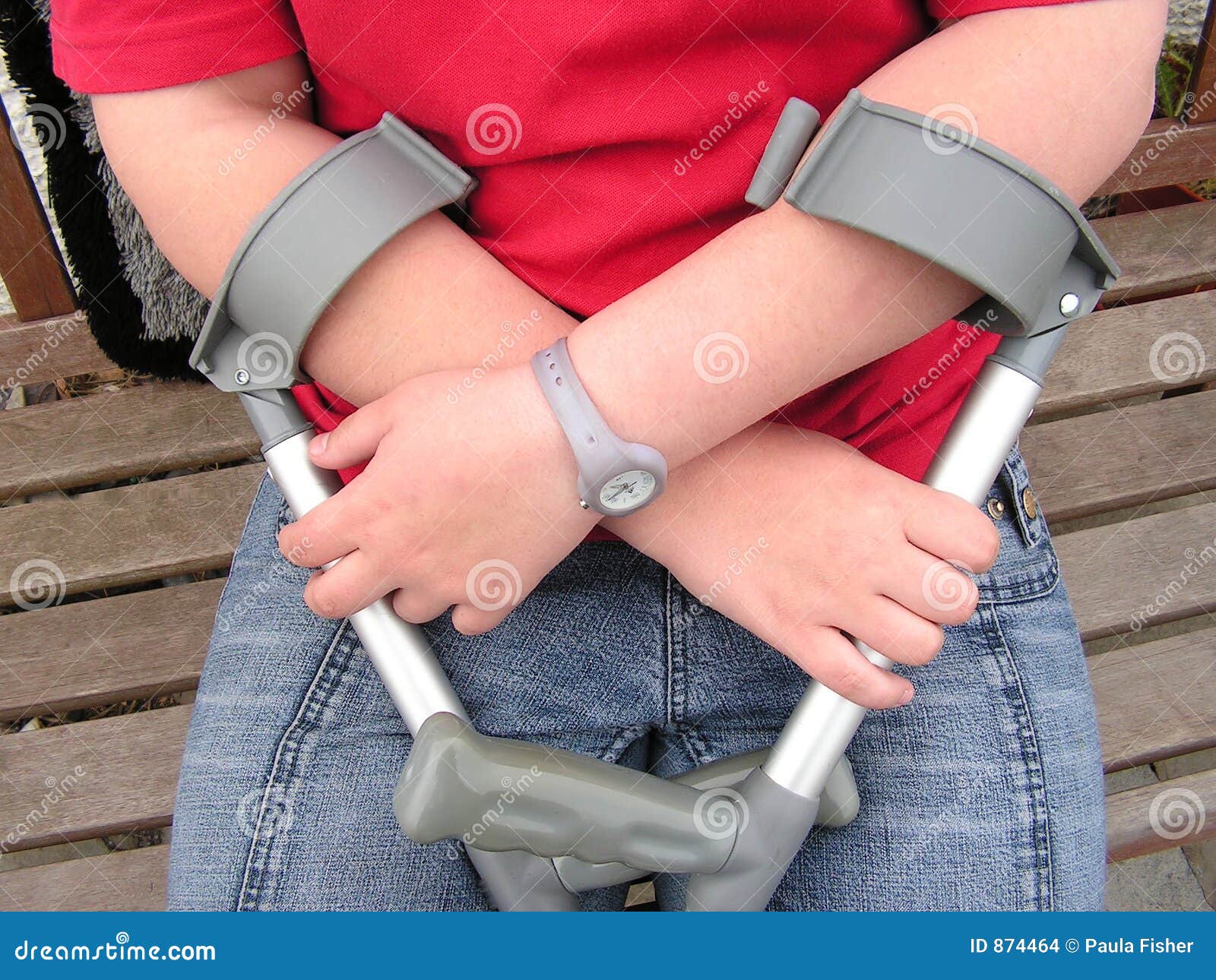 Crutches. stock photo. Image of teen, injuries, arms, girl 874464