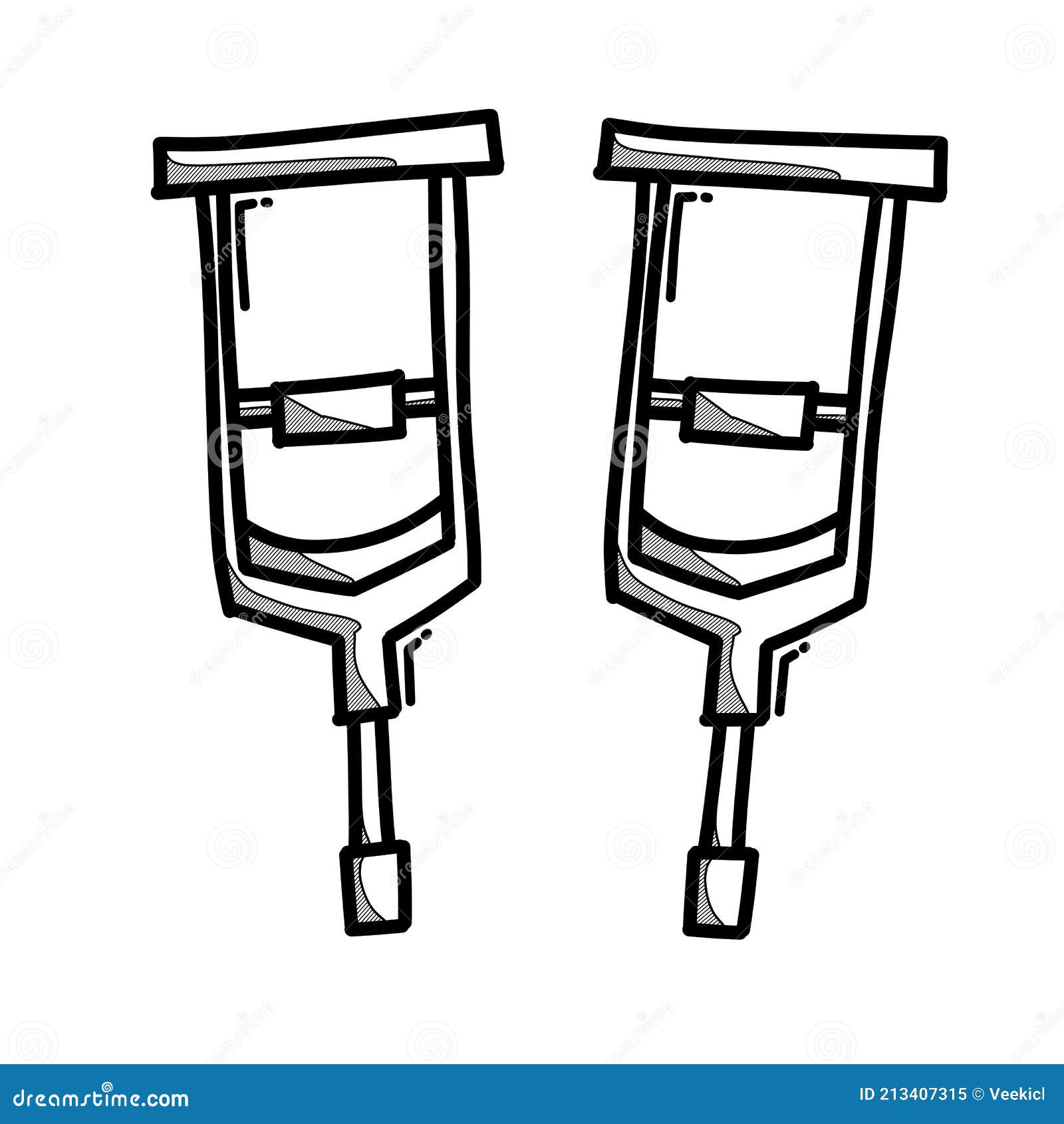 Crutches Doodle Vector Icon. Drawing Sketch Illustration Hand Drawn