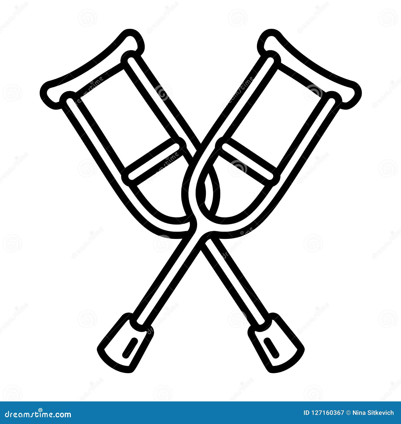 Crutches Icon, Outline Style Stock Vector Illustration of icon, help