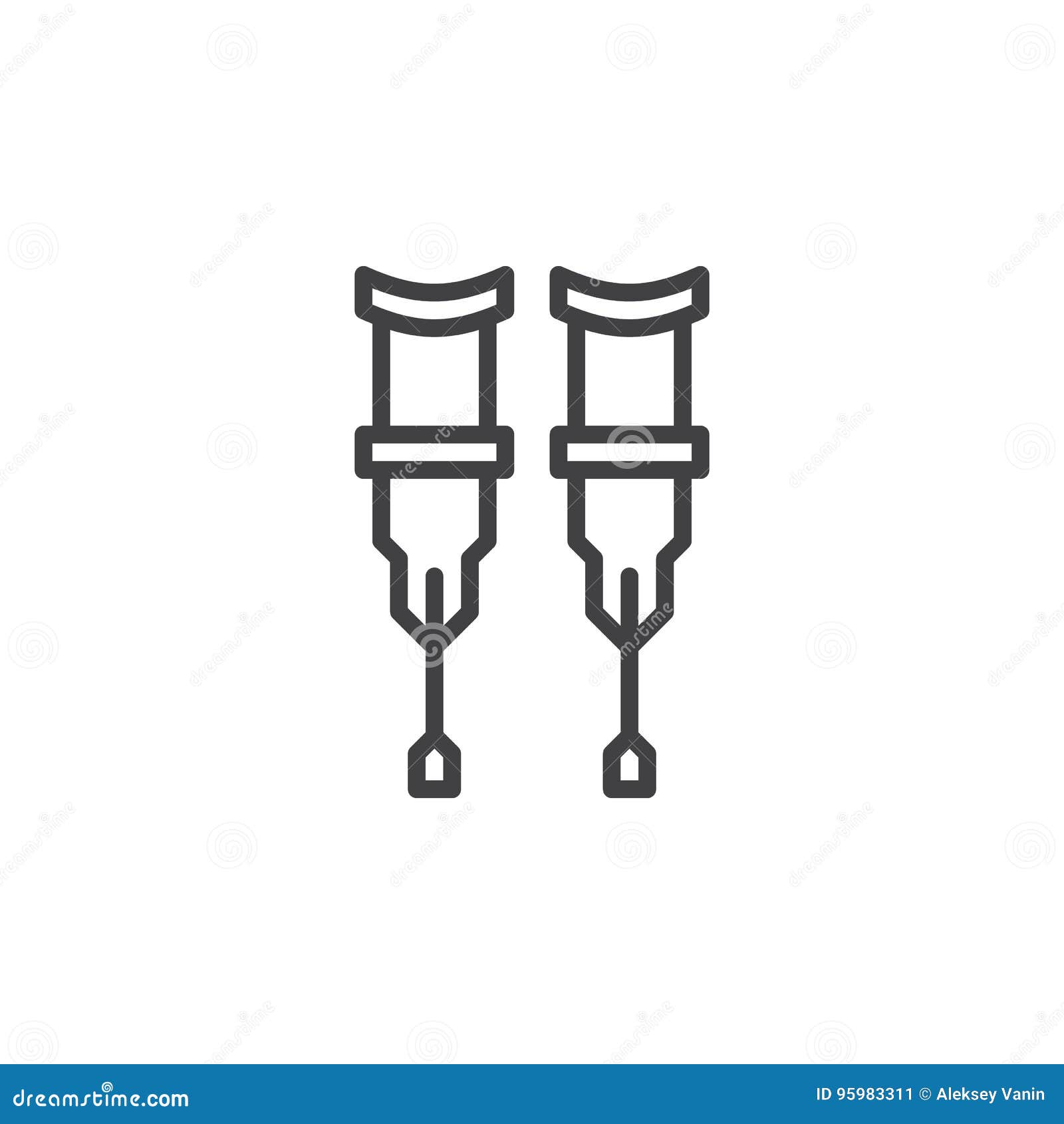 Crutches Line Icon, Outline Vector Sign, Linear Style Pictogram ...