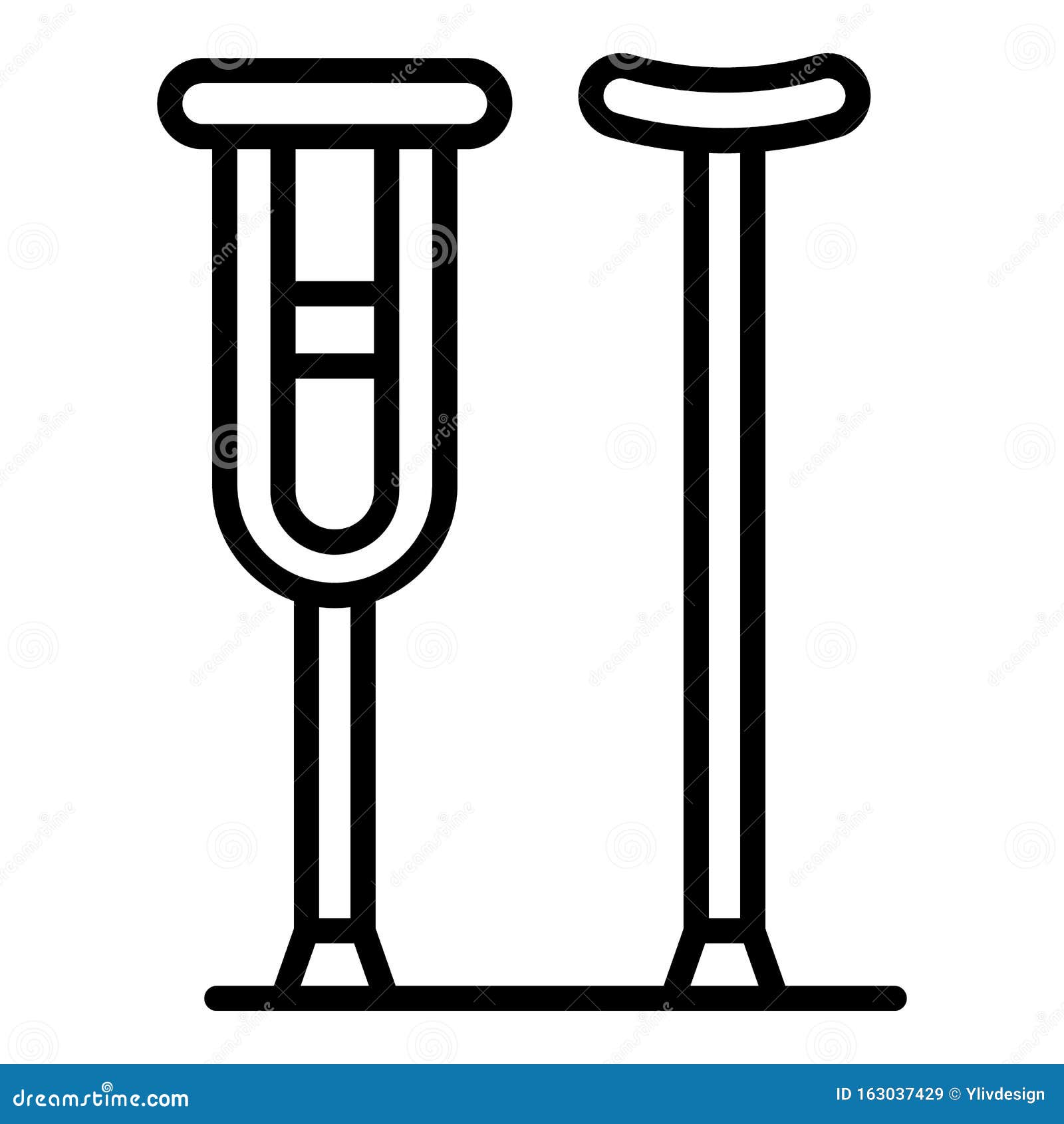 Crutches Walking Stick Icon, Outline Style Stock Vector - Illustration ...