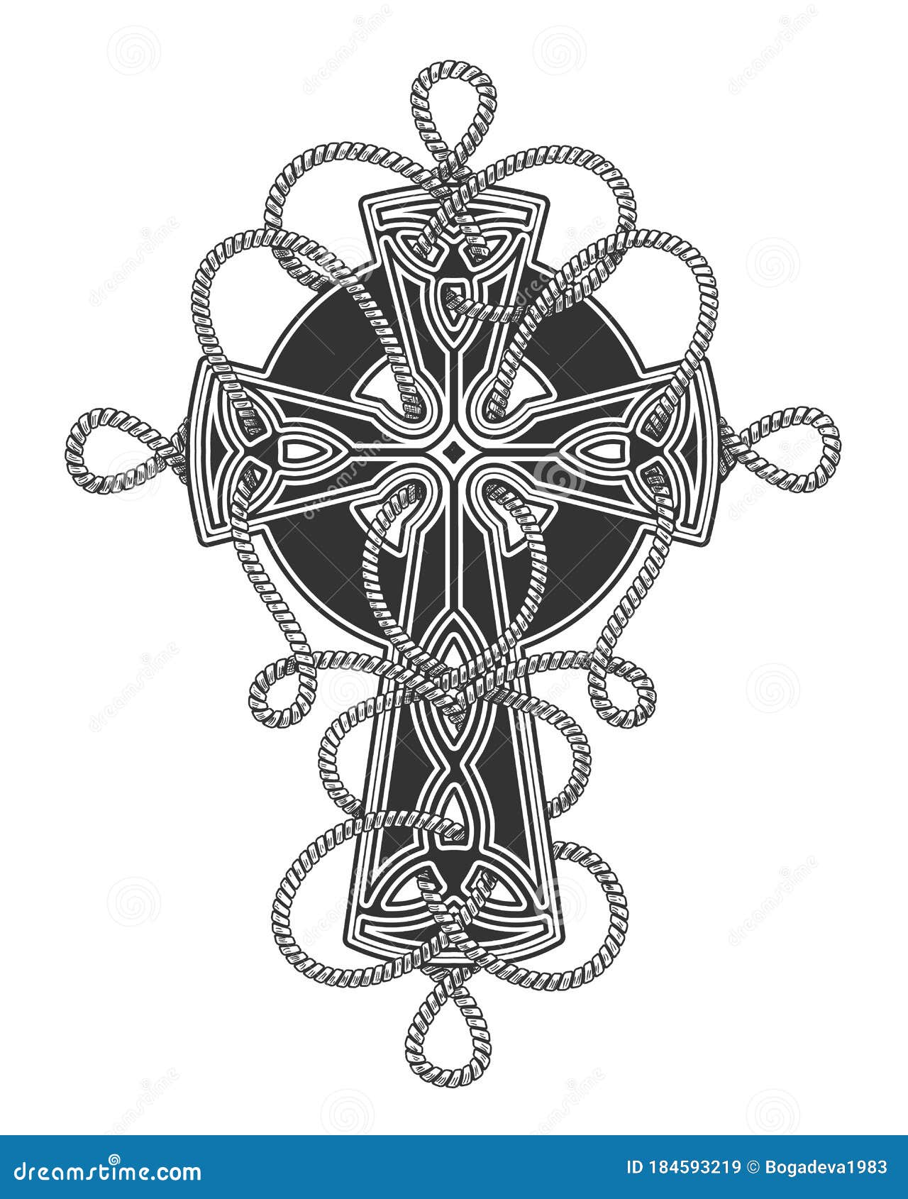 Cruz Celta En La Ilustración Del Tatuaje De Cuerdas Ilustración del Vector - Ilustración de arte, inglés: 184593219