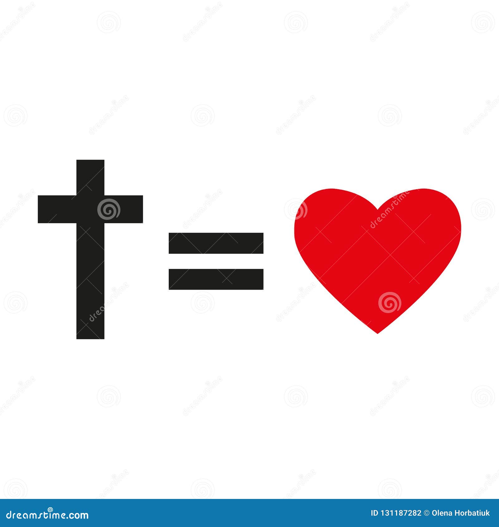 Cruz E Silhueta Cristãs Do Coração Símbolo Do Amor Cristão