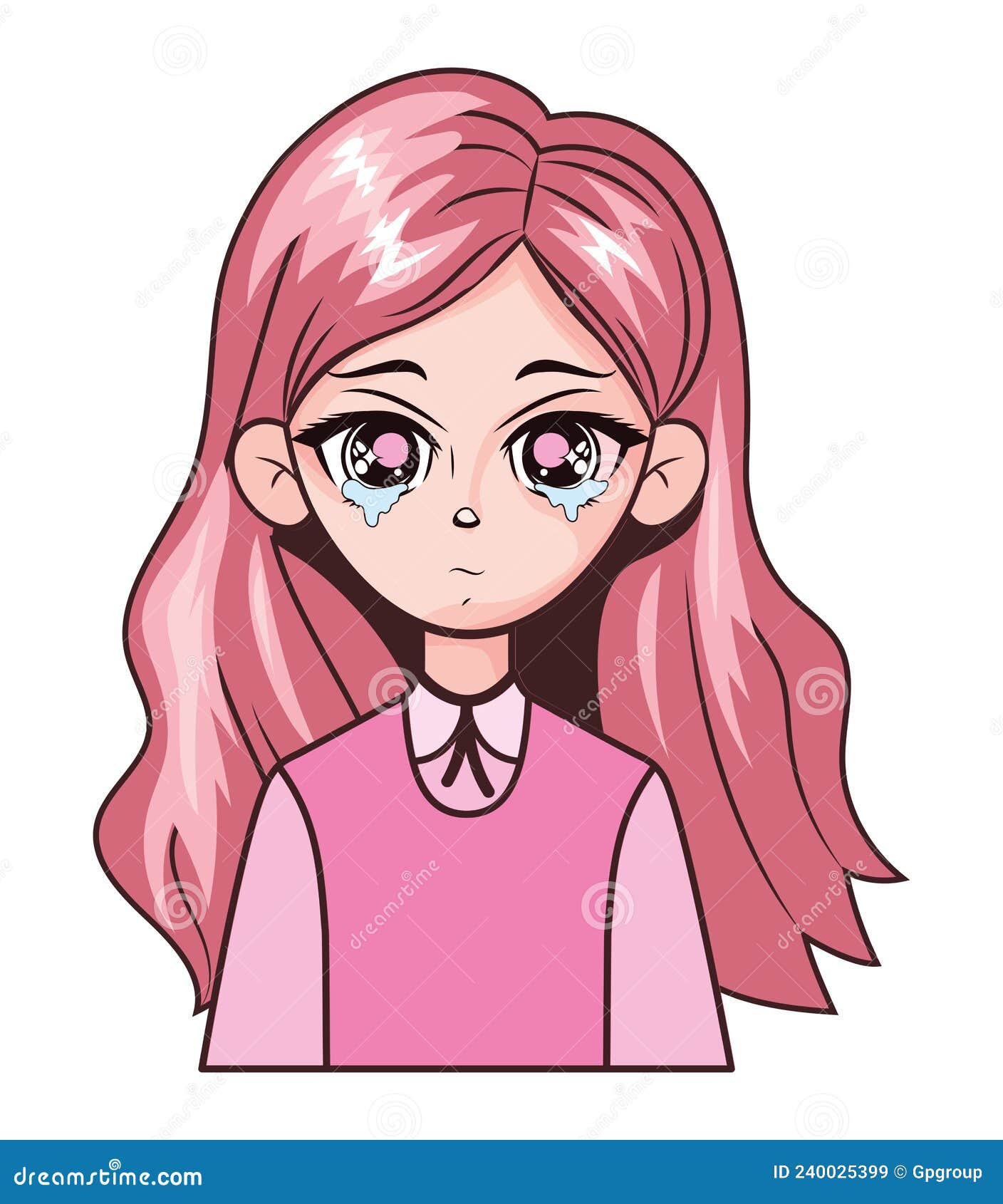 Sad Anime Girl Cartoon Face Stock Illustration 2310233801
