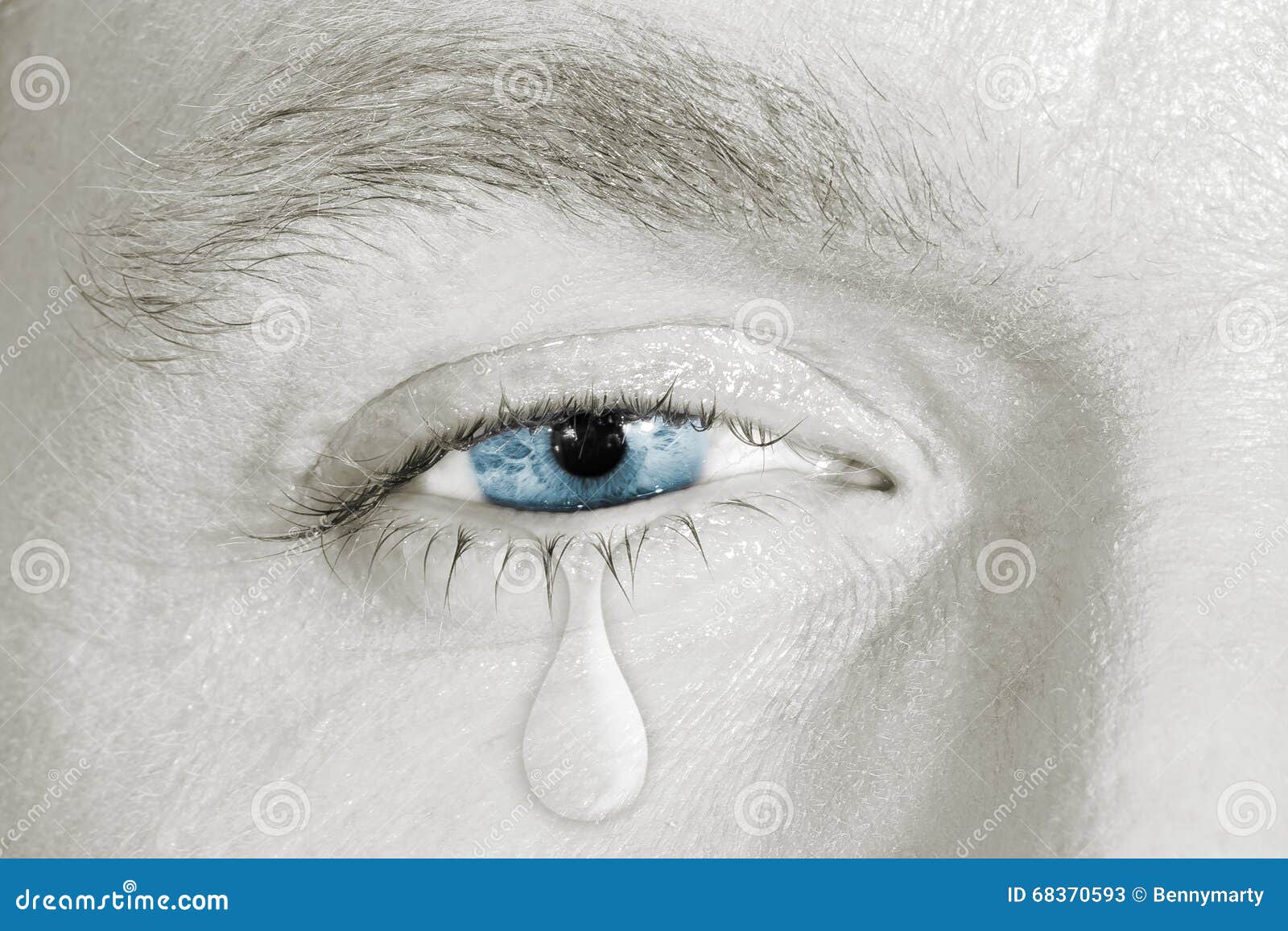 Crying blue right eye stock image. Image of anguish, crying - 68370593