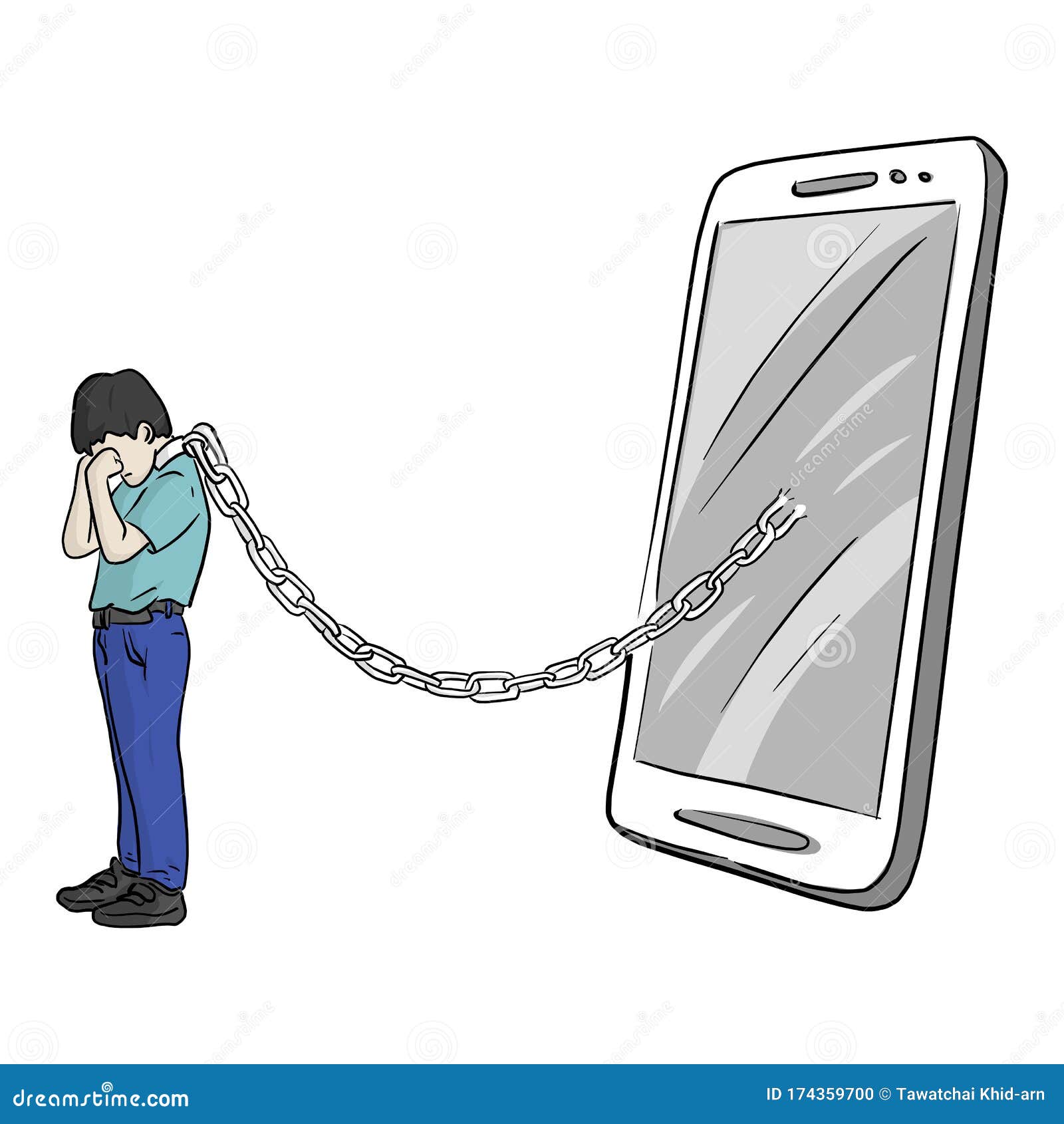 Cell Phone Addiction stock illustration. Illustration of danger - 62509339