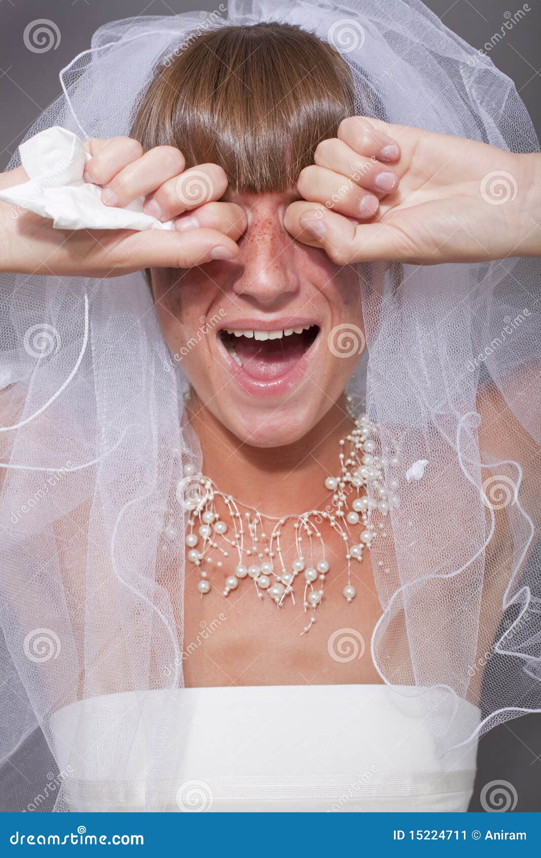 Crying bride stock image. Image of necklace, attire, studio 15224711