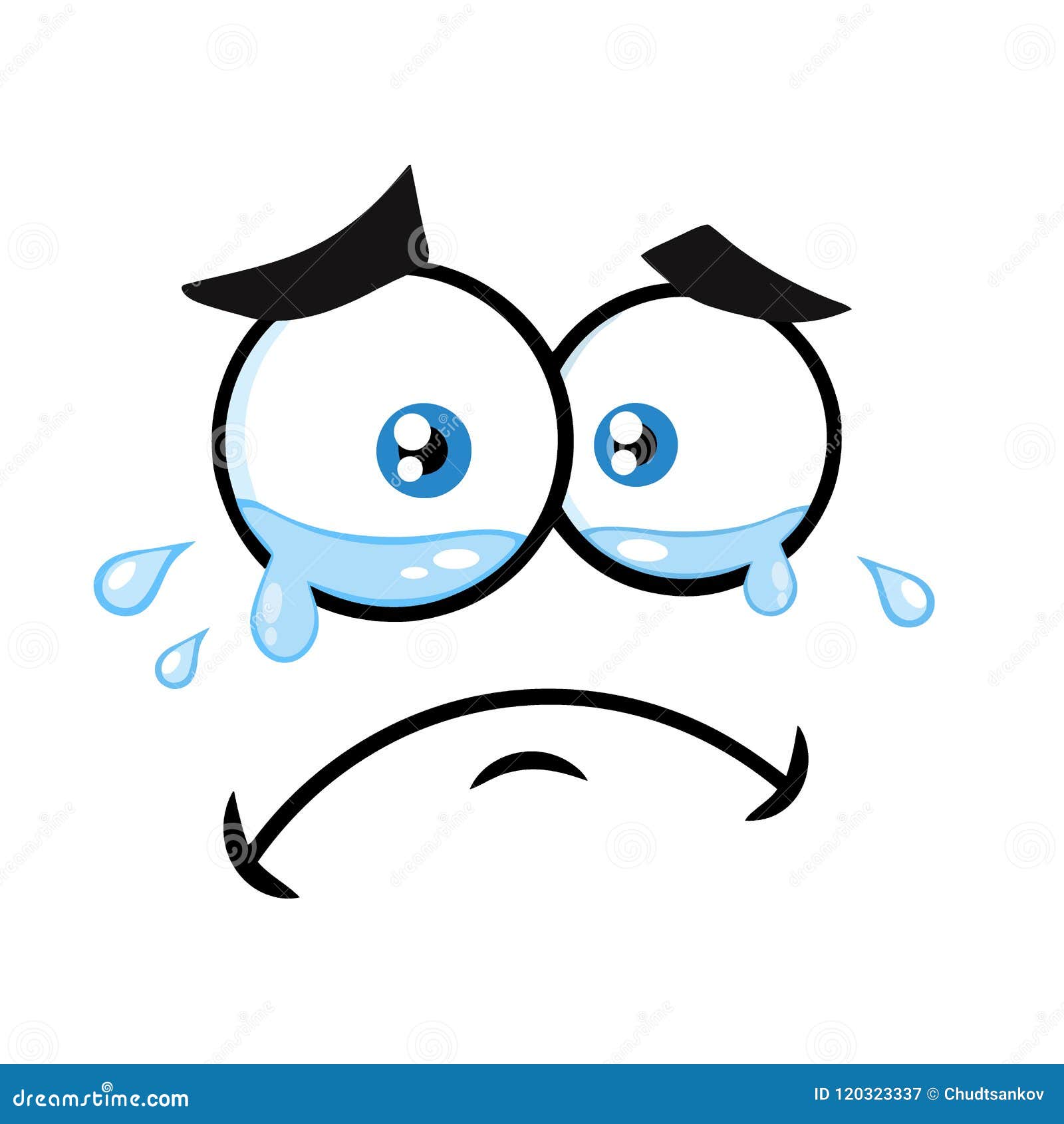Crying Cartoon Funny Face with Tears and Expression Stock Vector -  Illustration of cute, funny: 120323337