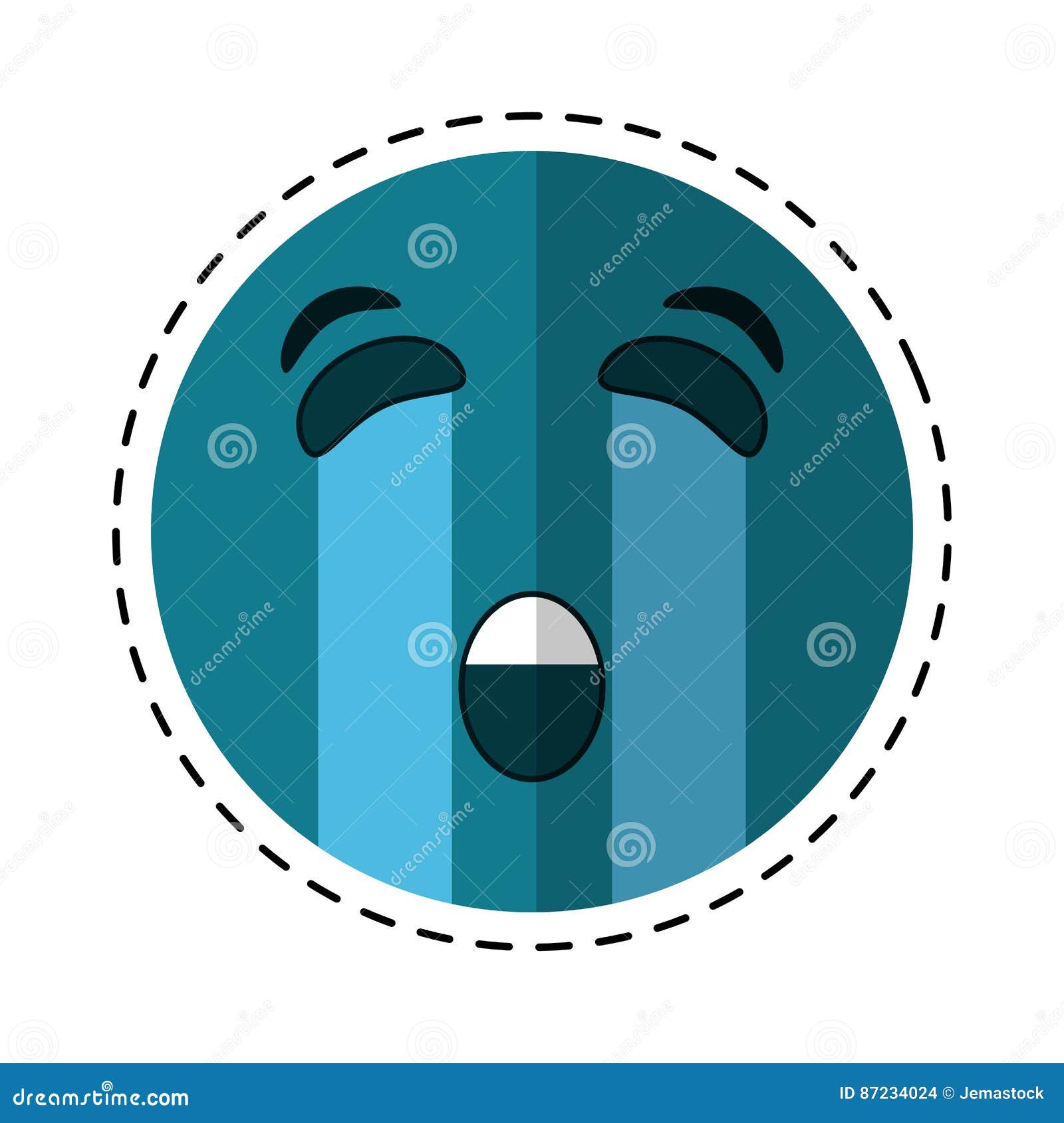 Crying Emoticon Style Cut Line Stock Vector - Illustration of seamless ...